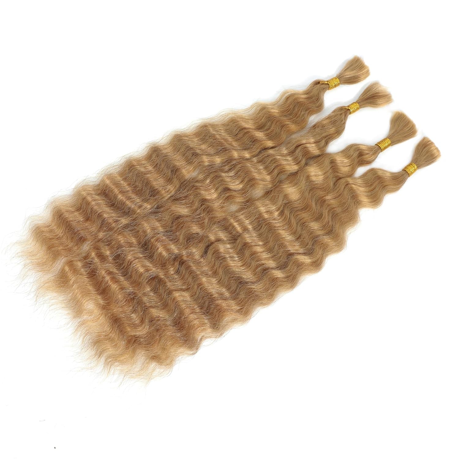 Super Wave Bulk Human Hair 100% Unprocessed Brazilian Virgin Human Hair Extensions Bundles for Braiding Hair Wet and Wave Micro Human Hair(1Pack-4Pcs, 18Inch #27)