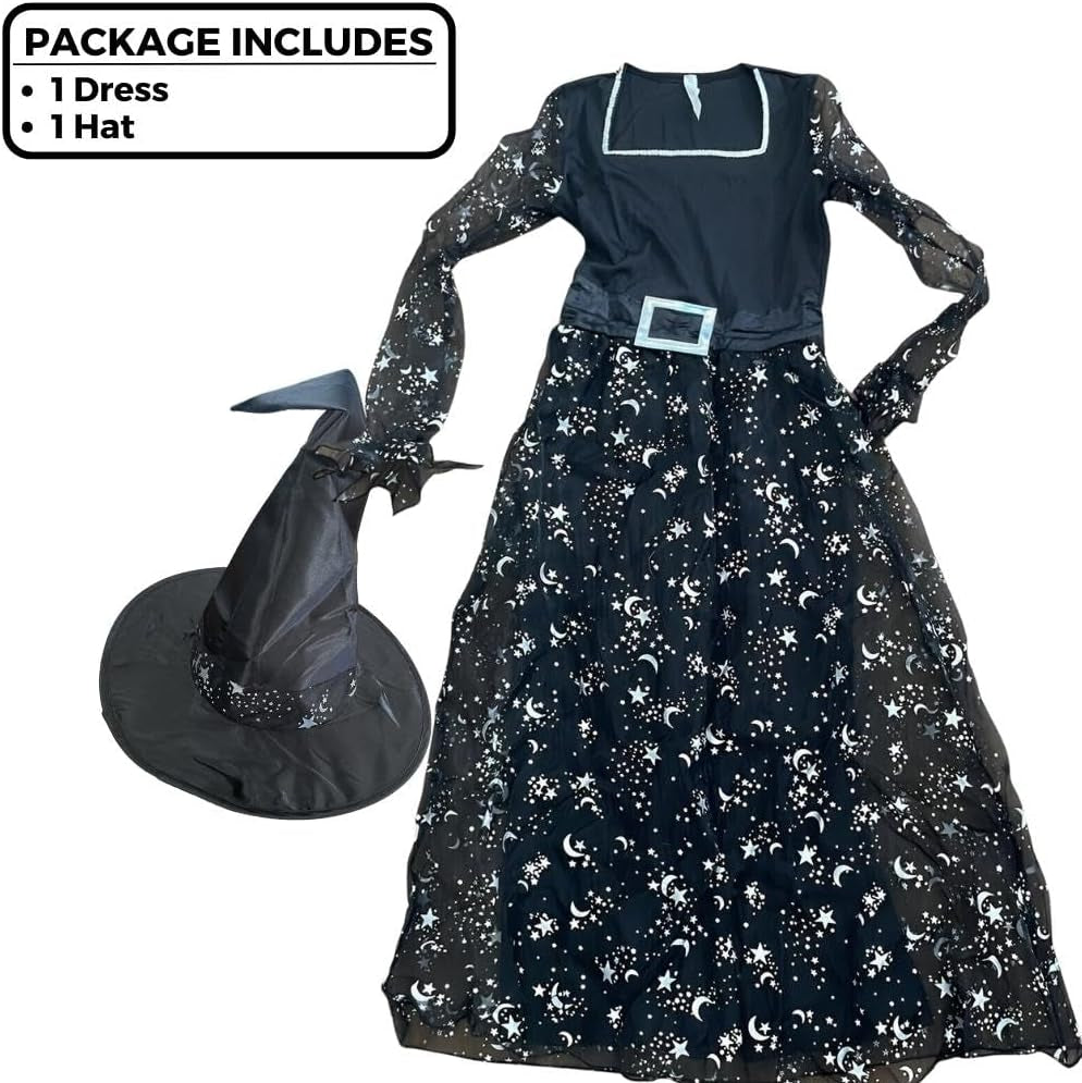 Party City Cosmic Witch Costume for Kids - Scary Horror Costume Includes Dress & Hat - Costumes for Halloween, Birthday Parties & Themed Events