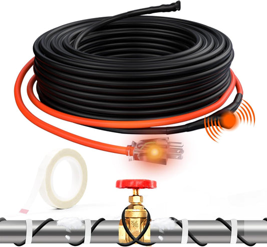 JHSF 9Ft Self-Regulating Heating Cable for Pipe Freeze Protection, Energy-Saving Pipe Heat Tape for Metal and Plastic Home Pipes, Keeps Water Flowing at -40°F, ETL Listed, 120V