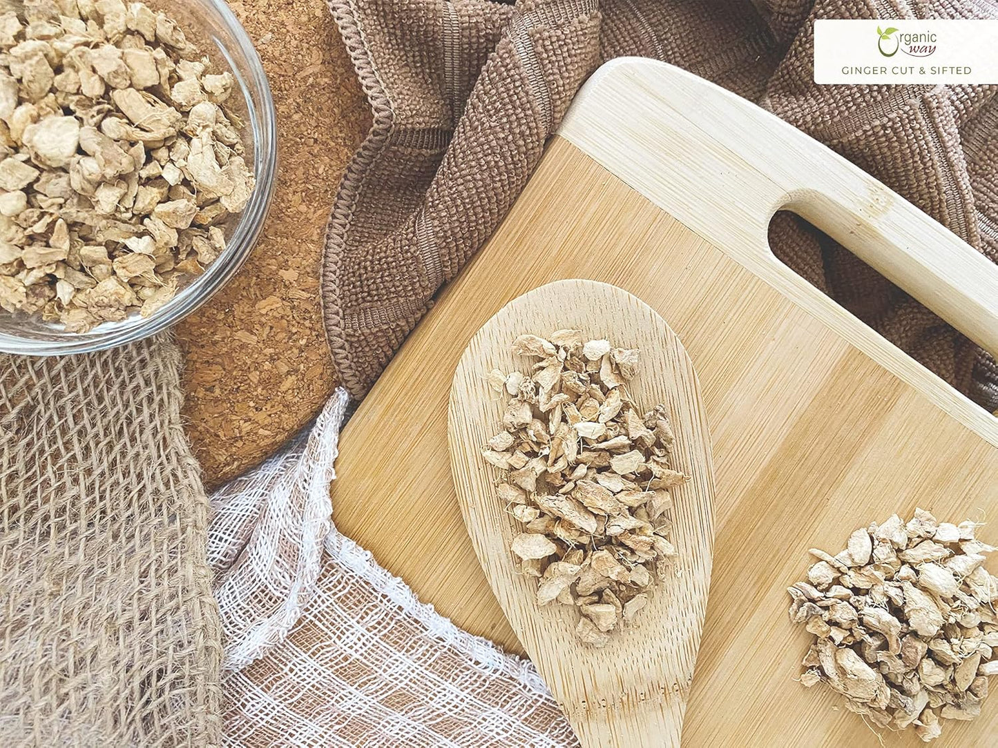 Ginger Root Cut & Sifted (Zingiber Officinale) - Herbal Tea | Kosher & USDA Certified | Vegan, Non-Gmo & Gluten Free | Tested for Heavy Metal and Purity | 100% Raw from India (1LBS / 16Oz) TLBH