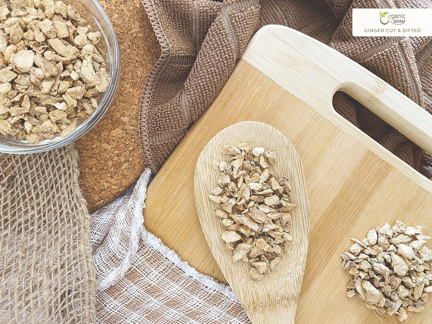 Ginger Root Cut & Sifted (Zingiber Officinale) - Herbal Tea | Kosher & USDA Certified | Vegan, Non-Gmo & Gluten Free | Tested for Heavy Metal and Purity | 100% Raw from India (1LBS / 16Oz) TLBH