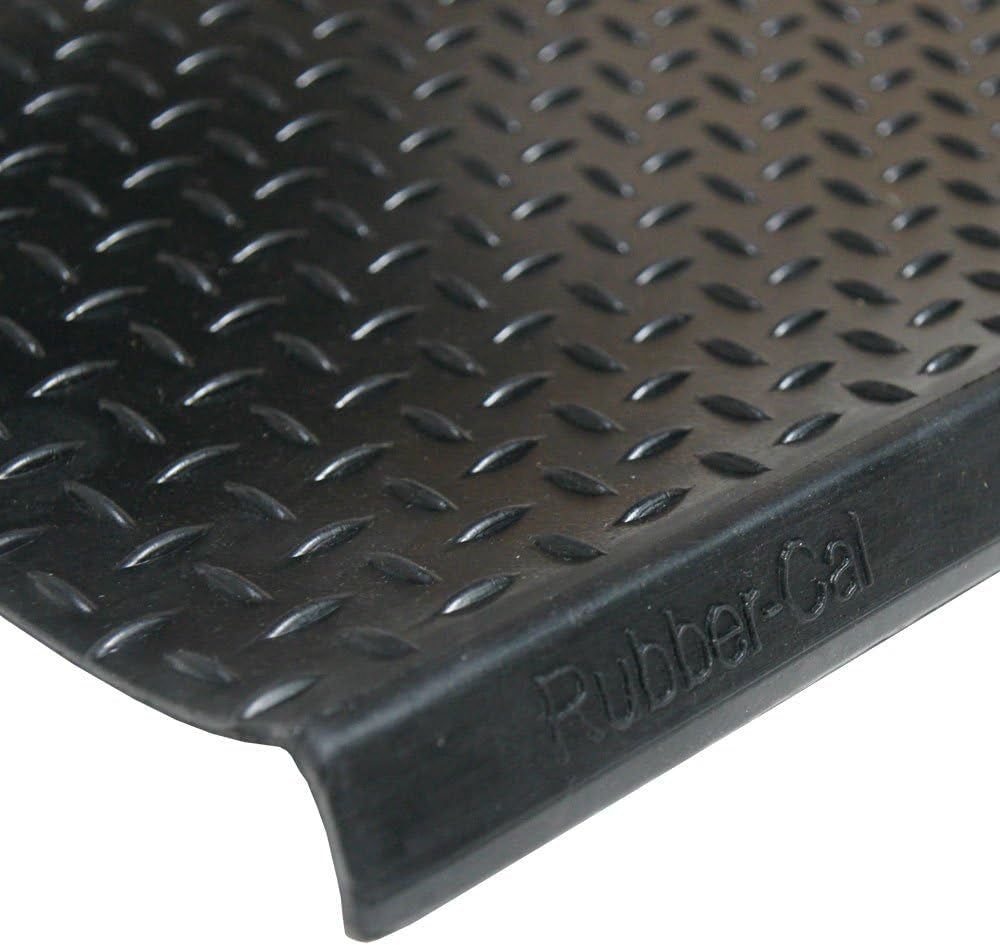 "Diamond-Plate Non-Slip Rubber Tread Stair Mats (6 Pack), Black, 9.75" X 29.75"