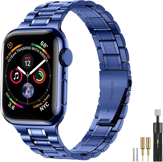 Stainless Steel Bands Compatible with Apple Watch Band 38Mm 40Mm 41Mm 42Mm 44Mm 45Mm Woman Men, Adjustable Metal Replacement Strap for Iwatch Apple Watch Series 9 8 7 6 5 4 3 2 1 SE