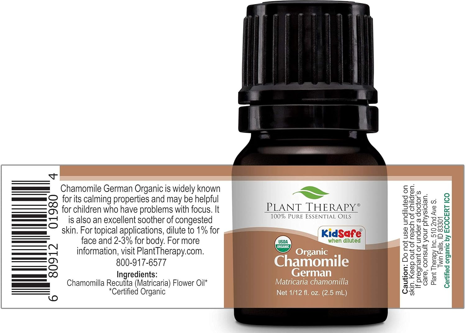 Organic German Chamomile Essential Oil 2.5 Ml (1/12 Oz) 100% Pure, Undiluted, Therapeutic Grade TLBH