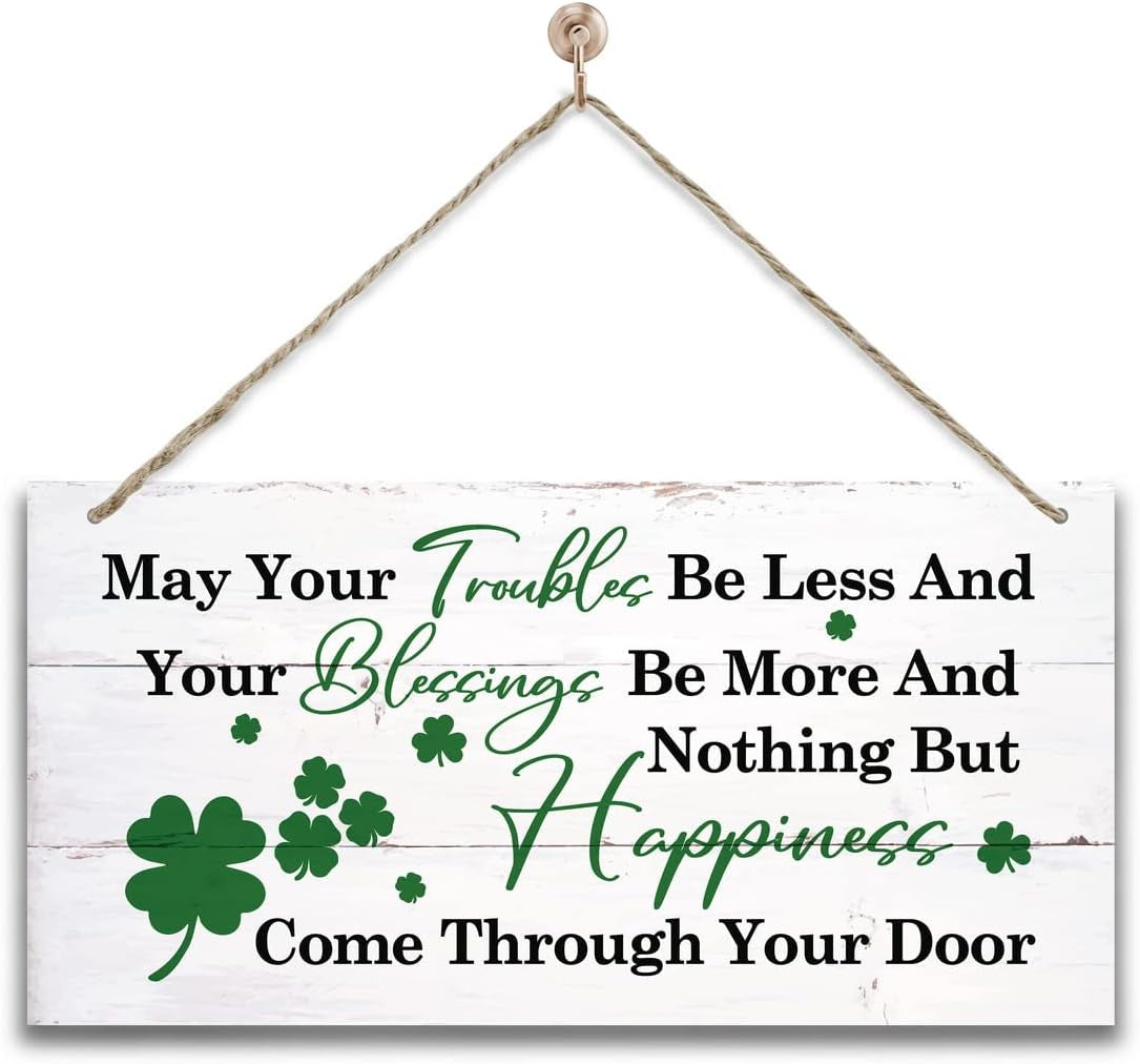 Hanging St. Patricks Day Wood Decor Sign, Let the Shenanigans Begin Printed Wood Wall Art Sign, Home Signs Decor, Hanging Door Wood Sign, Shamrock Sign, St Patricks Day Decor, Rustic Farmhouse Decor