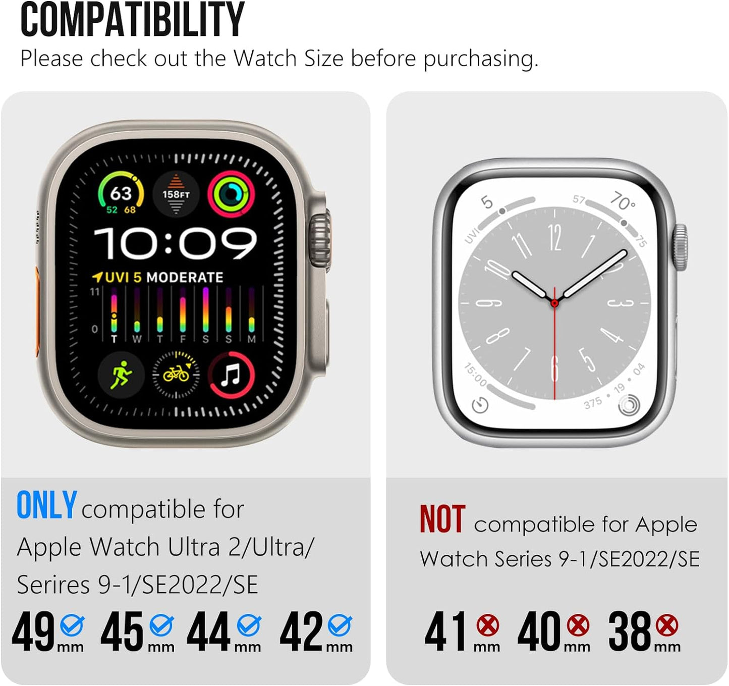 for Apple Watch Ultra 2 Band 49Mm for Apple Watch Band Series 9/8/SE2/7/6/SE/5/4/3/2/1 45Mm/44Mm/42Mm Durable Metal Connector Band, Rugged TPU Sport Replacement Band