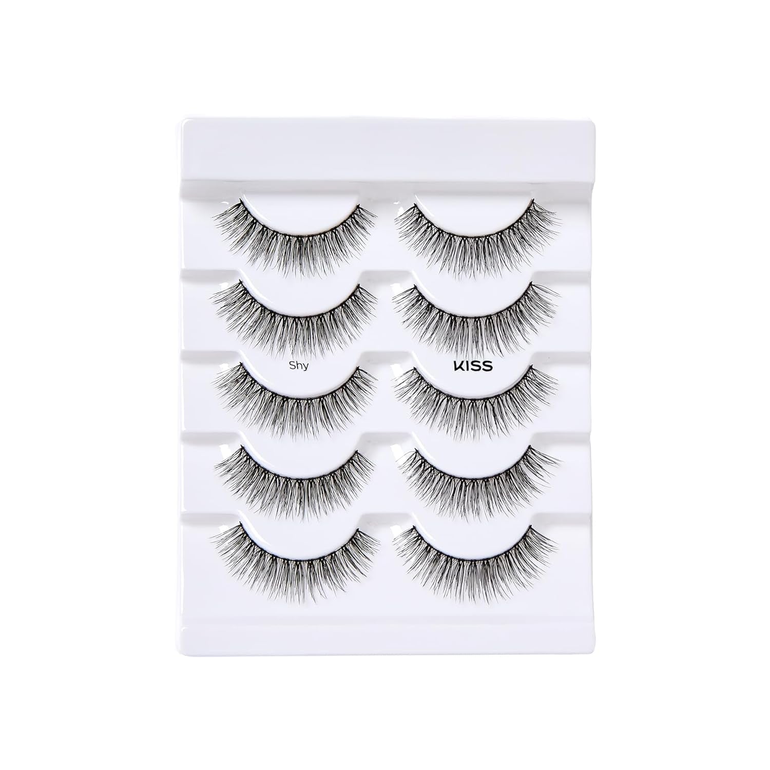 Looks so Natural, False Eyelashes, 'Shy', 12 Mm, Includes 5 Pairs of Lashes, Contact Lens Friendly, Easy to Apply, Reusable Strip Lashes, Glue On