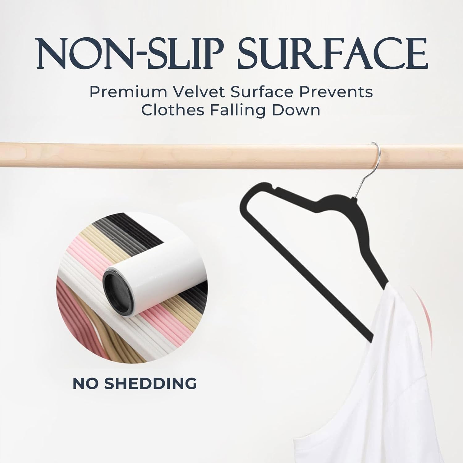 Black Velvet Hangers 60 Pack, Non Slip Clothes Felt Hanger Heavy Duty for Coat, Premium Slim Space Saving Suit Hangers for Closet Organizer, 360° Rotating Silver Hook