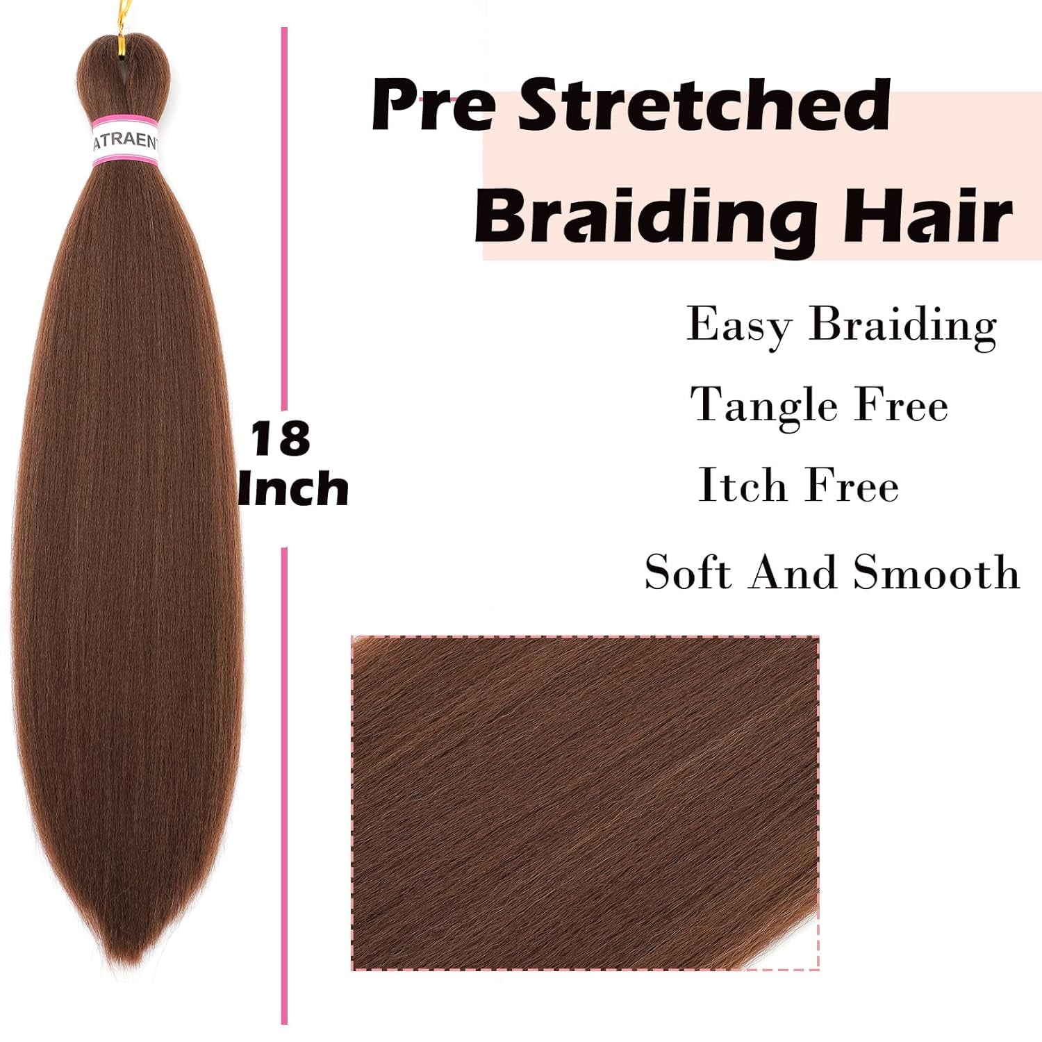Pre Stretched Braiding Hair 18 Inch 8 Packs Dark Brown Braiding Hair Long Prestretched Braiding Hair 30# Yaki Texture