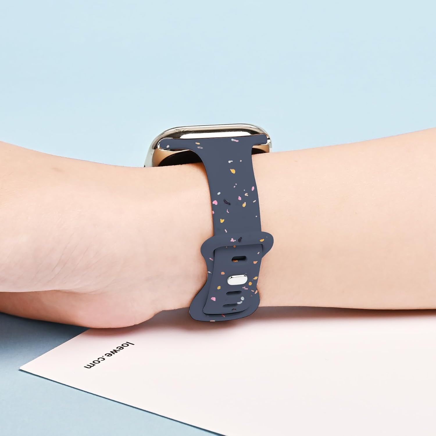 Sport Band Compatible with Apple Watch Band 40Mm 38Mm 41Mm for Women Girls, Recycled Silicone Slim Strap for Iwatch Bands Series 10 9 8 7 6 SE 5 Ultra 4 3 2 1 - Bluish_Gray