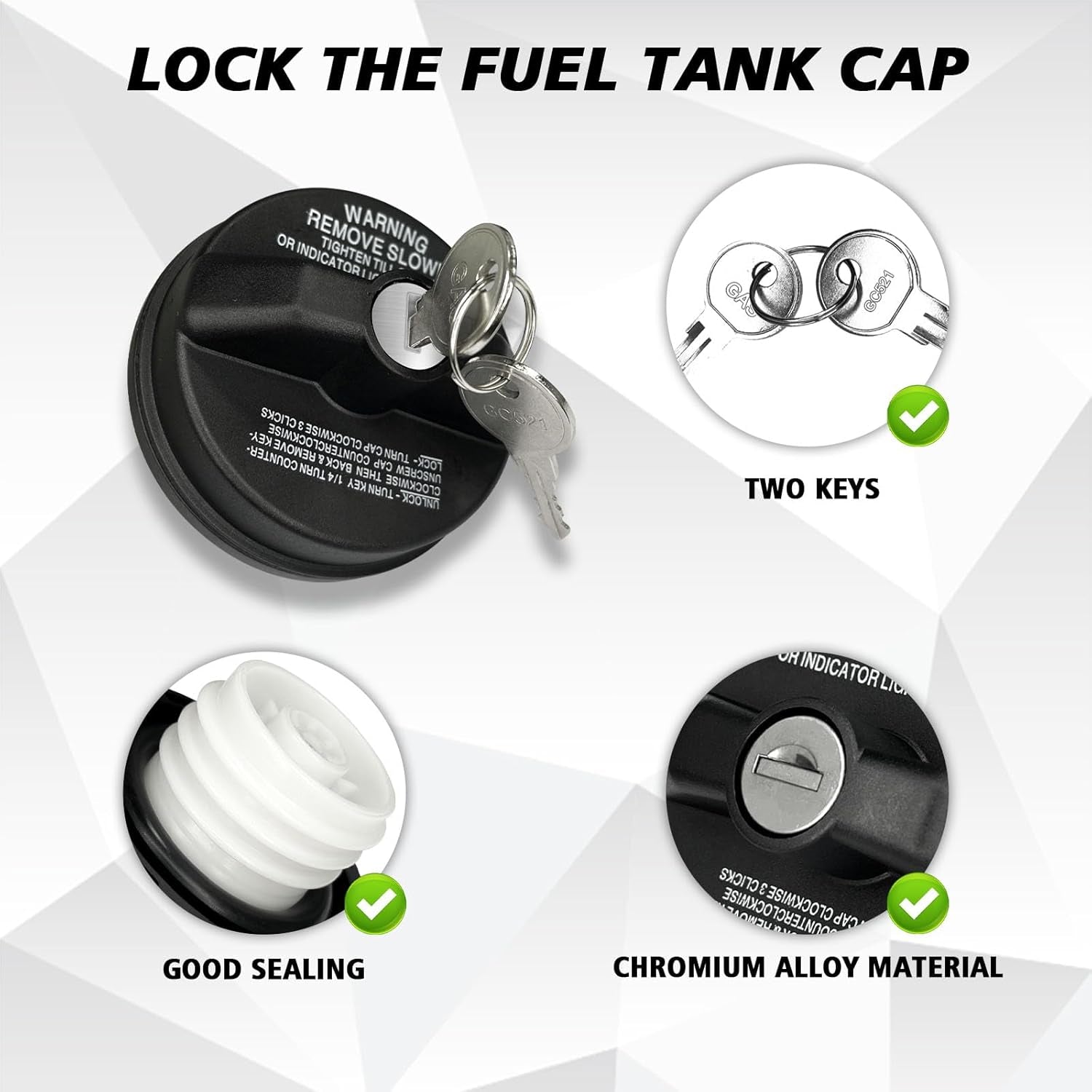 Locking Gas Cap Fuel Tank with Key, Gas Cap Lock Locking Fuel Cap Cover Compatible with Toyota 4Runner, Chevy Silverado 1500 2500 3500, Nissan GMC Honda Subaru Buick #10504 77300-47020