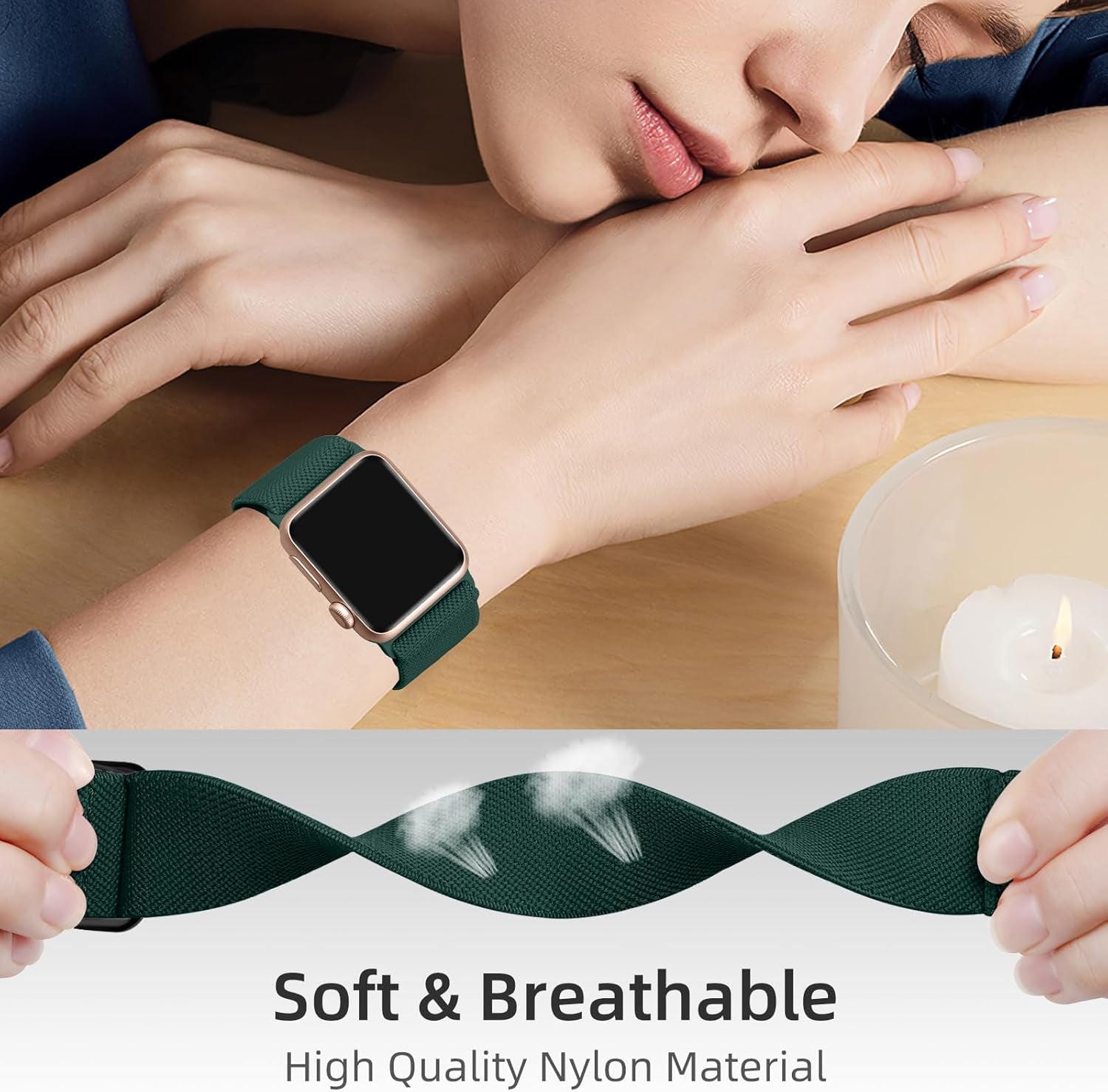 3 Pack Stretchy Nylon Solo Loops Compatible with Apple Watch Band 38Mm 40Mm 41Mm Women Men, Adjustable Braided Sport Elastic Wristband Strap for Iwatch Series 9 8 7 6 5 4 3 2 1 SE Ultra/Ultra 2