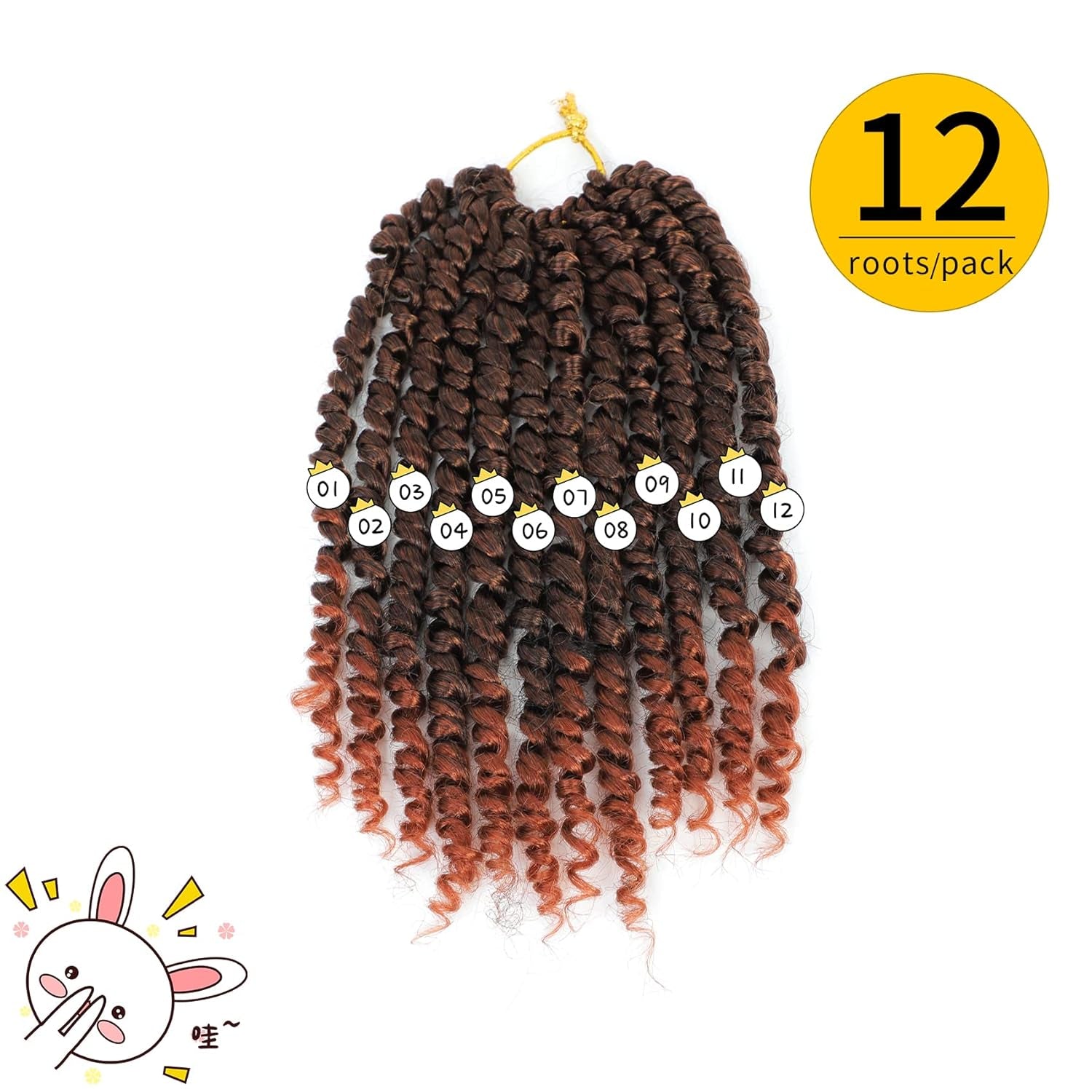 Passion Twist Hair 8 Inch, 8 Packs Passion Twist Crochet Hair for Black Women, Prelooped Crochet Twist Hair with Curly Ends (8Inch, T350#)