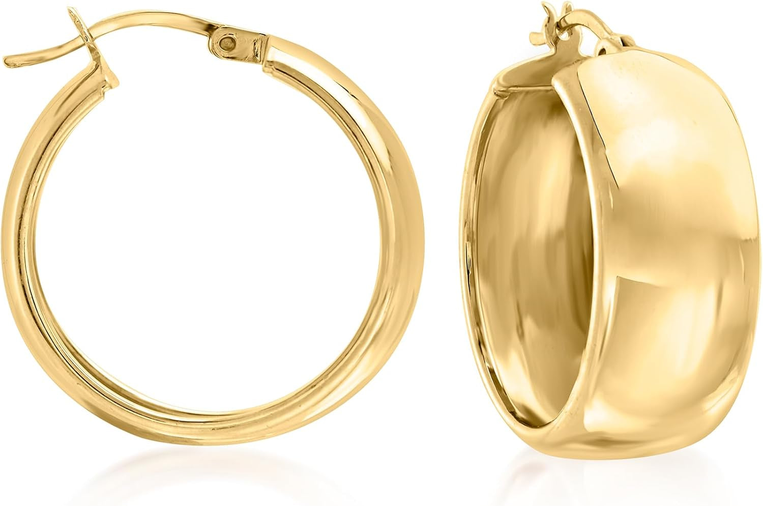 18Kt Gold over Sterling Wide Hoop Earrings