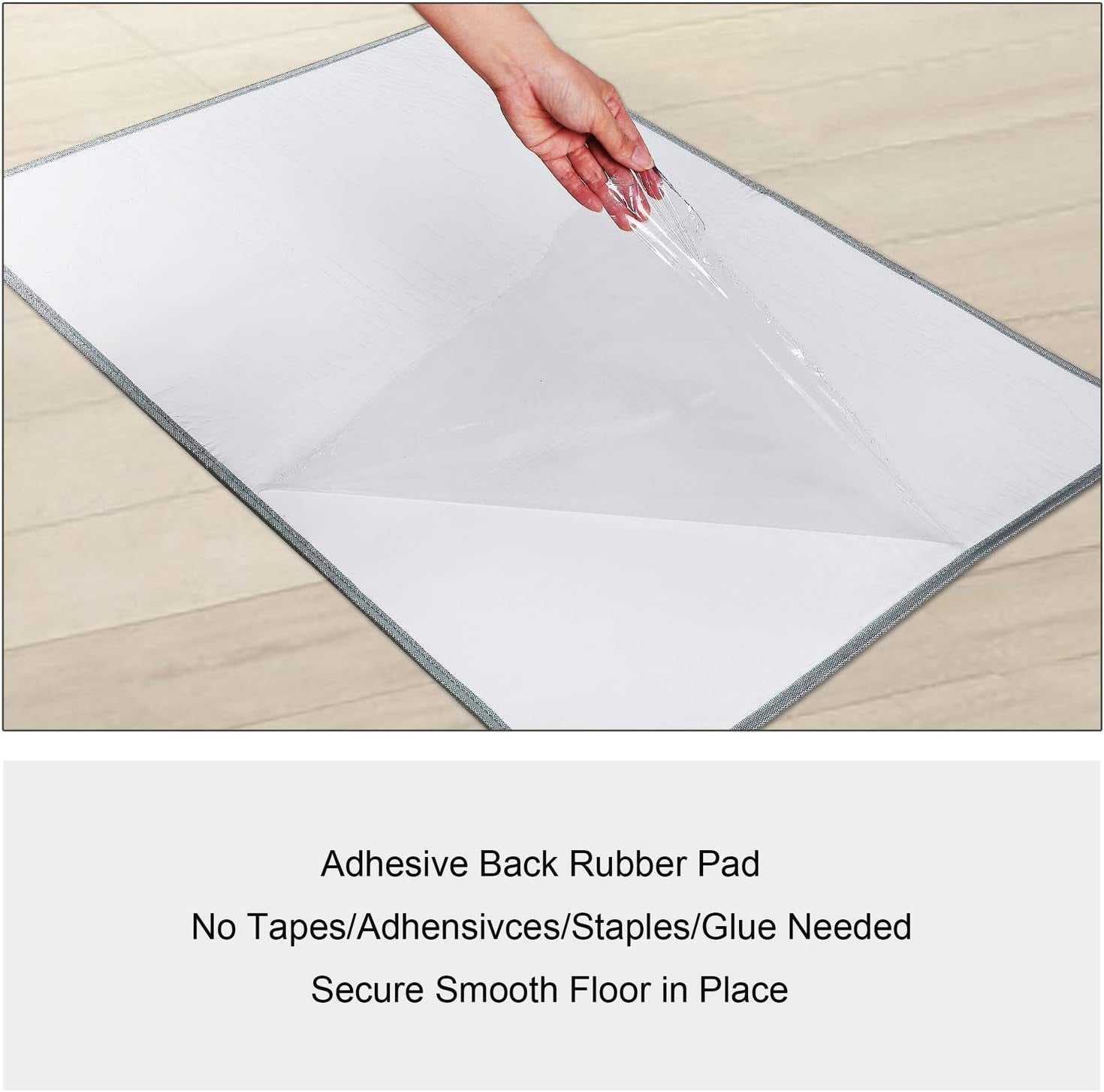 Carpet Stair Tread Landing Mat Tape Free Self Adhesive Non Slip Skid Resistant Indoor Doormat Area Rug Floor Mat for Kitchen Bathroom Workstations Washable 2' X 3' (Gray)