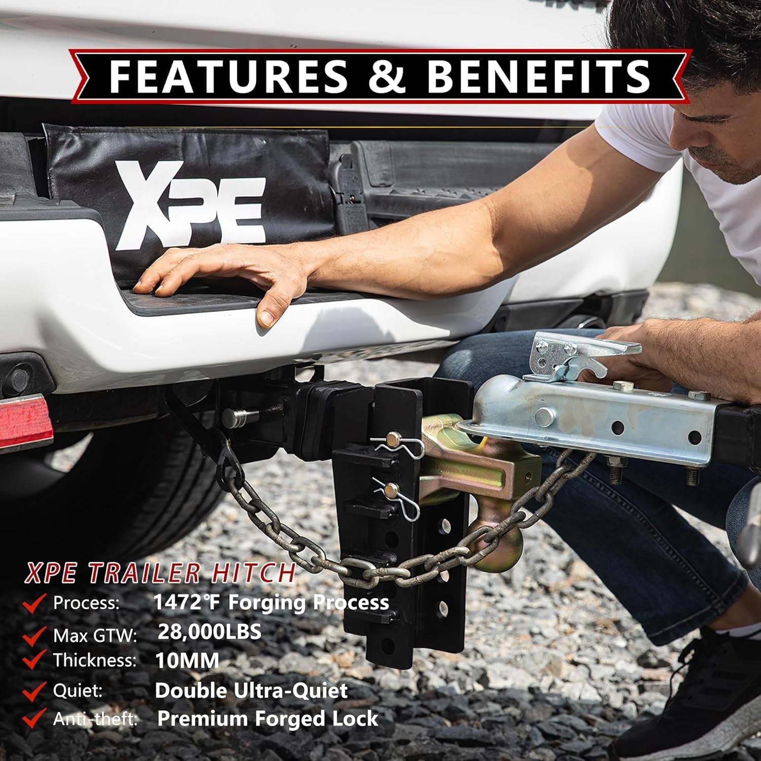 Adjustable Trailer Hitch Fits 2.5-Inch Receiver,6-Inch Drop/Rise,2"&2-5/16" Ball Hitches with 28,000 LBS GTW for Heavy Duty Truck,Solid Ball Mount,Blk,652506-1 TRUCK DRIVER