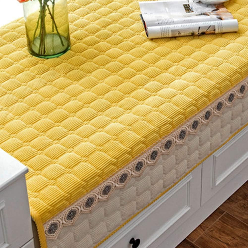 Bay Window Cushion Seat Indoor, Farmhouse Window Seat Cushions Indoor for Bedroom, Non Slip Pads/Bay Window Sill Bench Cushions, 27.55 X 59.05 Inches, Yellow