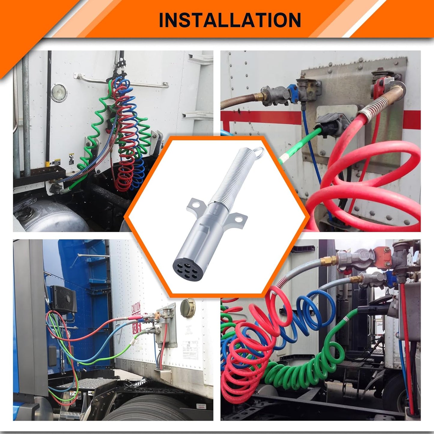 7 Way Trailer Plug Set,  7 Way Replacement Plug, Heavy Duty Die Cast Plug Assembly - with Spring Guard, 7 Pin Plug for Semi Truck Tractor Trailer - 2PCS TRUCK DRIVER