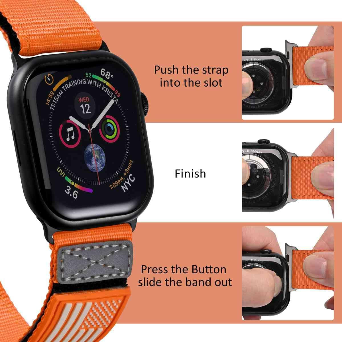 Rugged Nylon Band Compatible with Apple Watch Series 9/8/7 6/5/4/3/2/1/SE/SE2 Ultra 1/2, Sports Strap Woven Design for Iwatch 49Mm 42Mm/44Mm/45Mm 38Mm/40Mm/41Mm