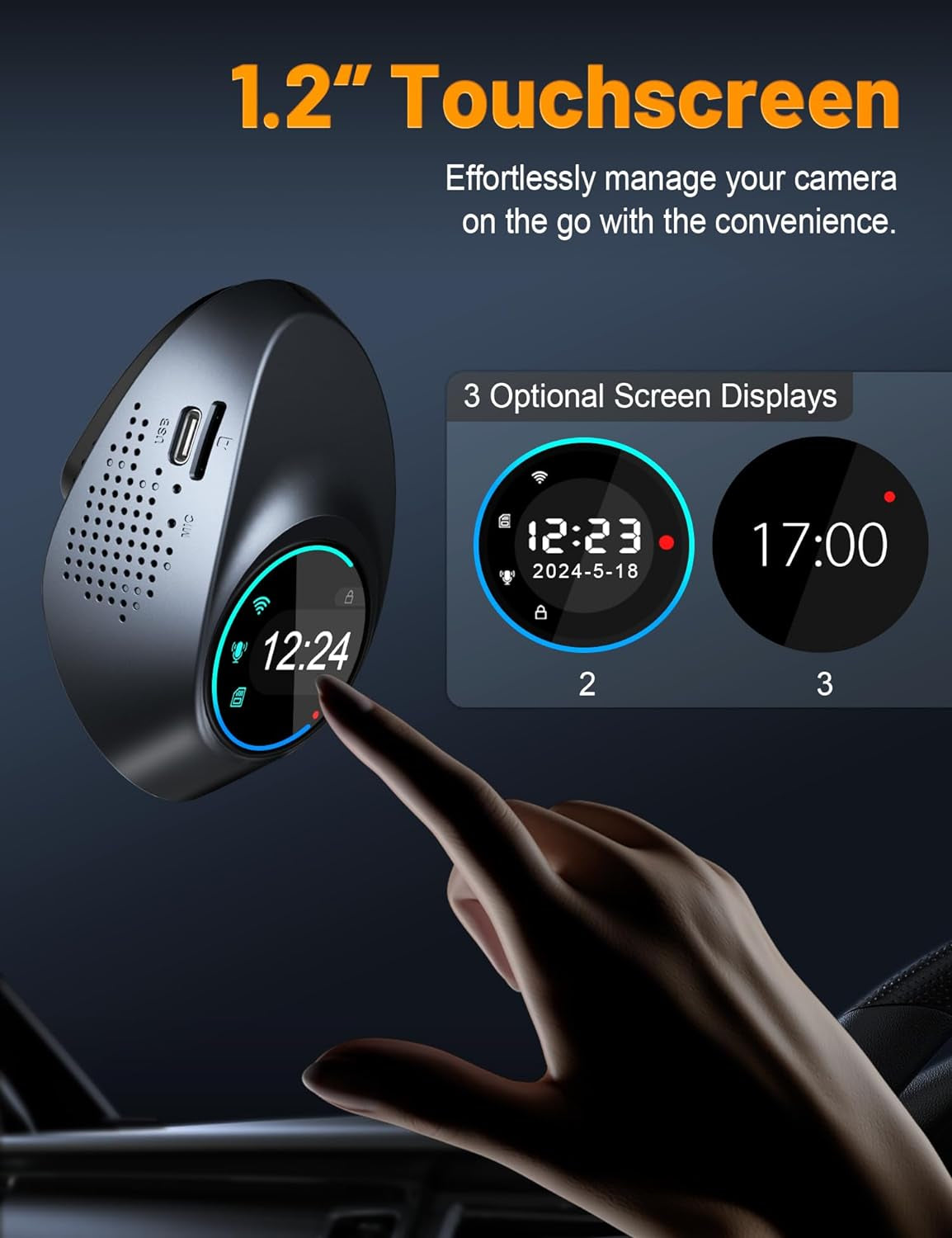 Dash Cam 4K with Touch Screen, Built-In 5G Wifi, Free 64GB Card, Dash Camera for Cars with App, Car Camera, Dashcams for Cars, 24 Hours Parking Monitor, Night Vision, Loop Recording