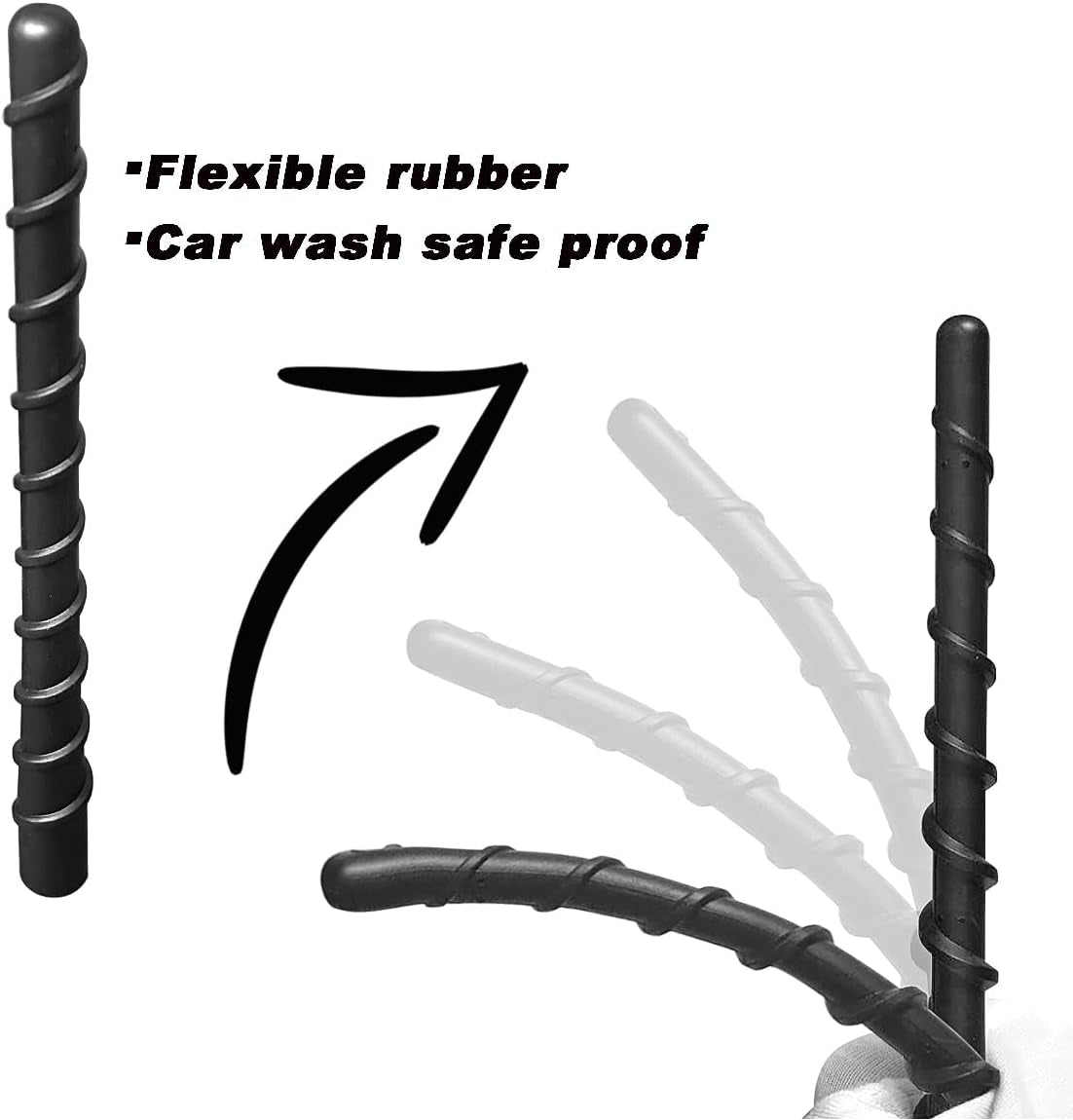 For GM Truck Short Antenna Fit for GMC Sierra 1500-3500 Denali (1999-2025) | Chevy Silverado 1500-3500 (1999-2025) | 7" Spiril Flexible Rubber Antenna, Optimized AM/FM Radio Reception Accessories
