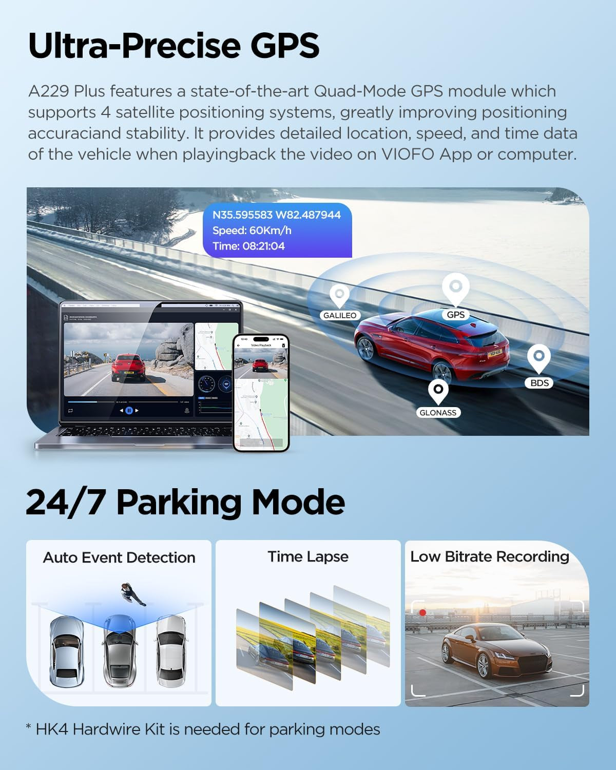 A129 plus Duo Upgraded Model, Dash Cam Front and Rear, Dual STARVIS 2 Sensors, 2 Channel HDR, 1440P+1440P Voice Control Car Dash Camera, 5Ghz Wi-Fi, Support 512GB Max (A229 plus 2CH)