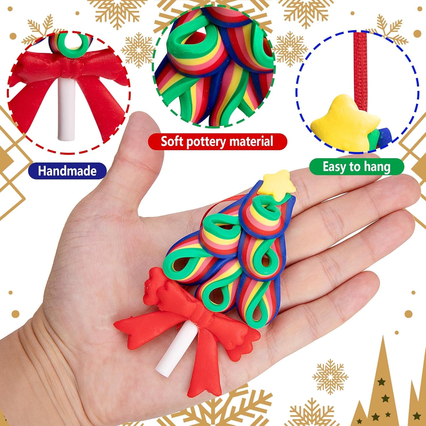 8 Pcs Christmas Lollipop Ornaments- Rainbow Candy Cane Hanging Ornaments for Christmas Tree- Christmas Candies Polymer Clay Ornament for Xmas Tree Party Decoration
