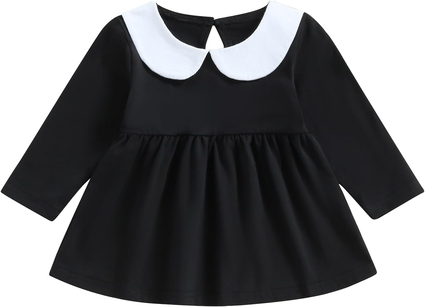 Toddler Baby Girl Halloween Outfit Doll Collar Black Long Sleeve Dress A-Line Dress Halloween Dress Costumes