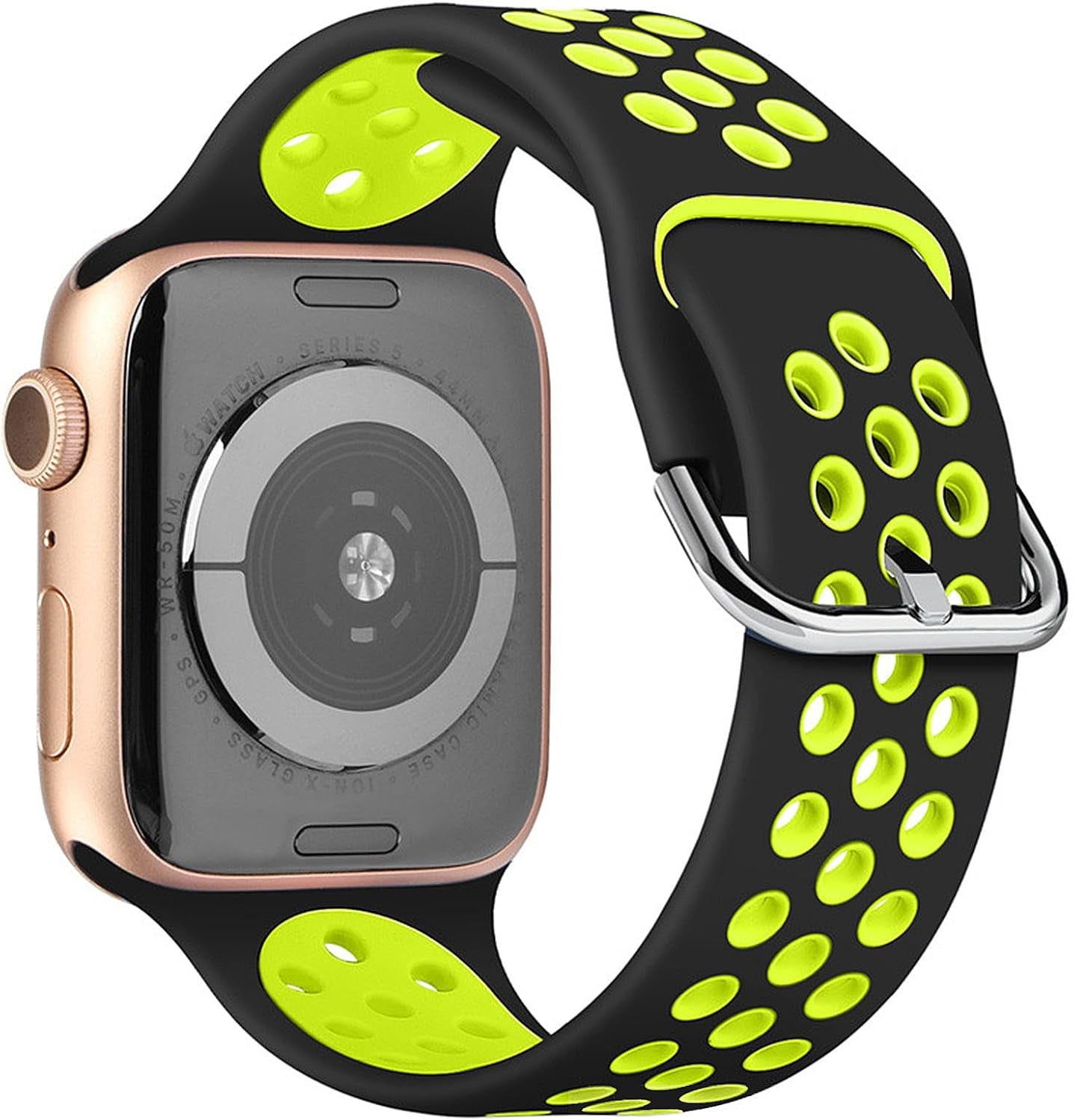 Band Compatible with Watch Band 38Mm 40Mm 41Mm for Men Women Breathable Soft Silicone Sports Replacement Strap for Watch SE Series 8 7 6 5 4 3 - Black Yellow