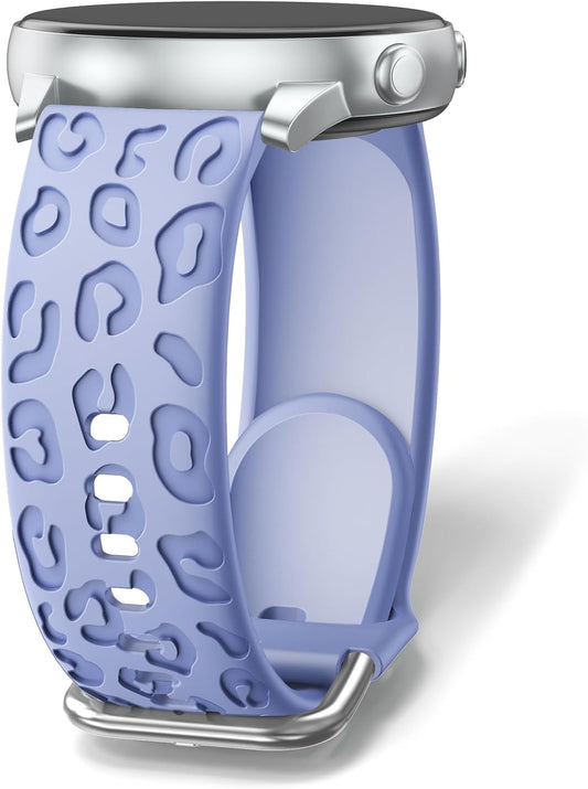 Leopard Engraved Bands Compatible with Samsung Galaxy Watch 6/5/Watch 4 40Mm 44Mm for Women, Samsung Galaxy Watch 5 Pro 45Mm/Galaxy Active 2/Galaxy Watch 3, 20Mm Soft Silicone Replacement Sport Strap