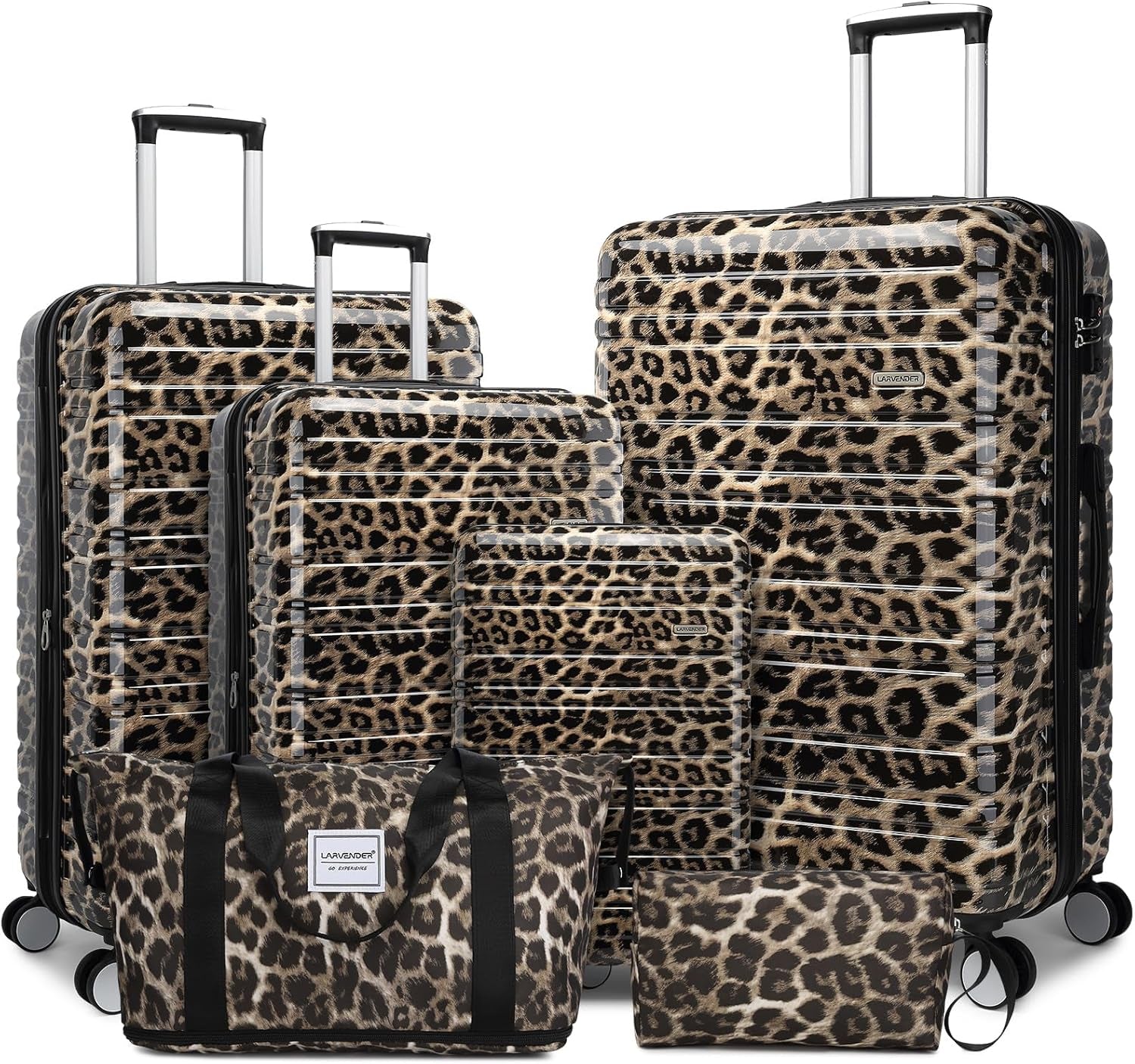 Luggage Sets 3 Piece, Hardside 20 in Carry on Luggage Airline Approved PC+ABS Suitcase Set with Spinner Wheels TSA Lock, Lightweight Rolling Suitcase for Men and Women, Leopard