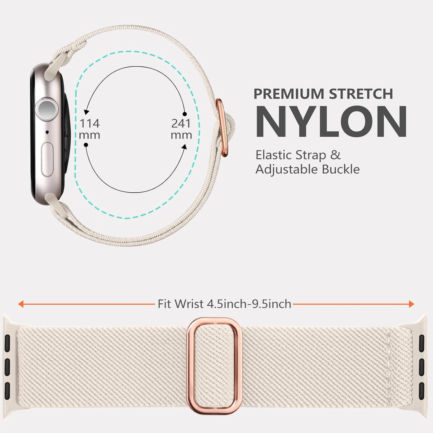 Stretchy Solo Loop Compatible with Apple Watch Band Women Men 40Mm 44Mm 45Mm 41Mm 38Mm 46Mm 49Mm 42Mm,Soft Nylon Elastic Braided Strap Wristband for Iwatch Ultra Series 10 9 8 7 6 5 4 3 2 1 SE