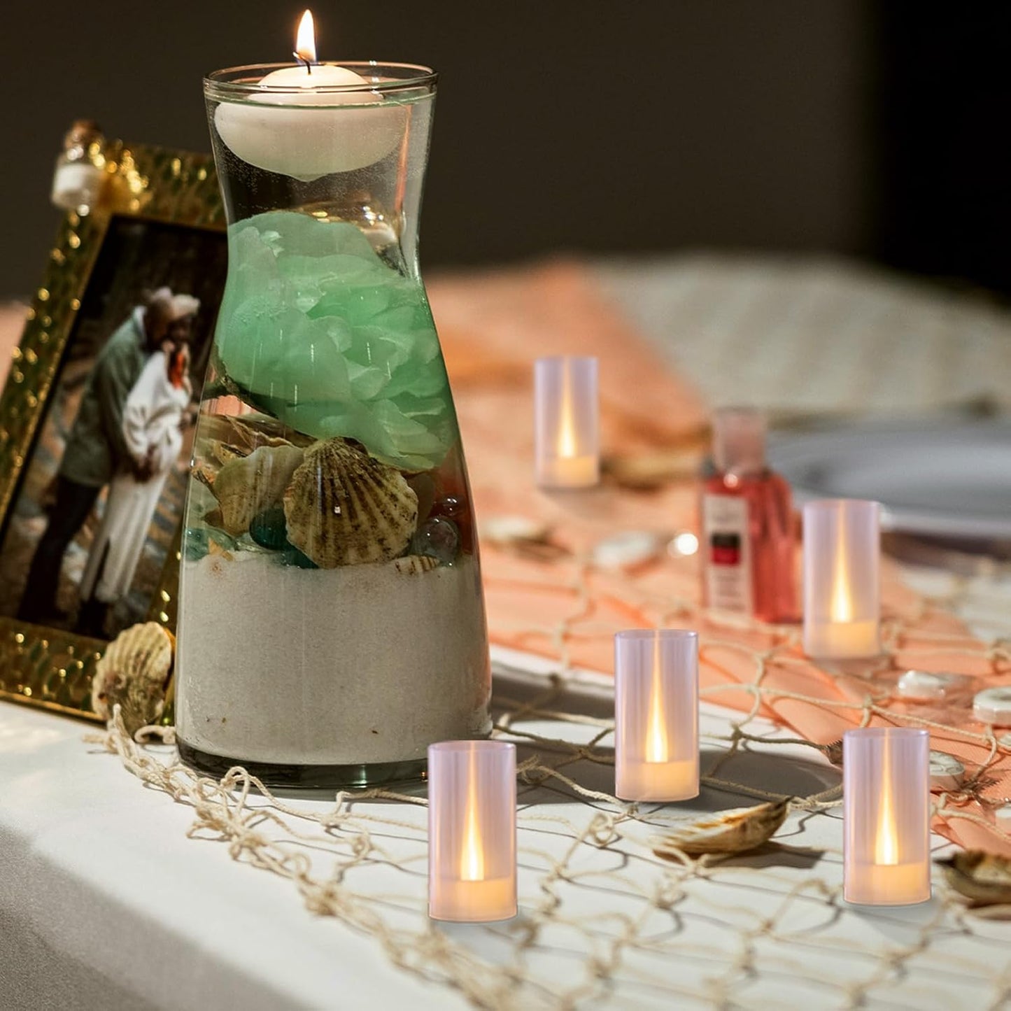 Flameless Candles, Battery Operated LED Pillar Candles, D1.5 X H3 Inch, Flickering Warm White Long Flame-Effect Light, Romantic Electronic Fake Votive Candles, Set of 12 (Warm White)