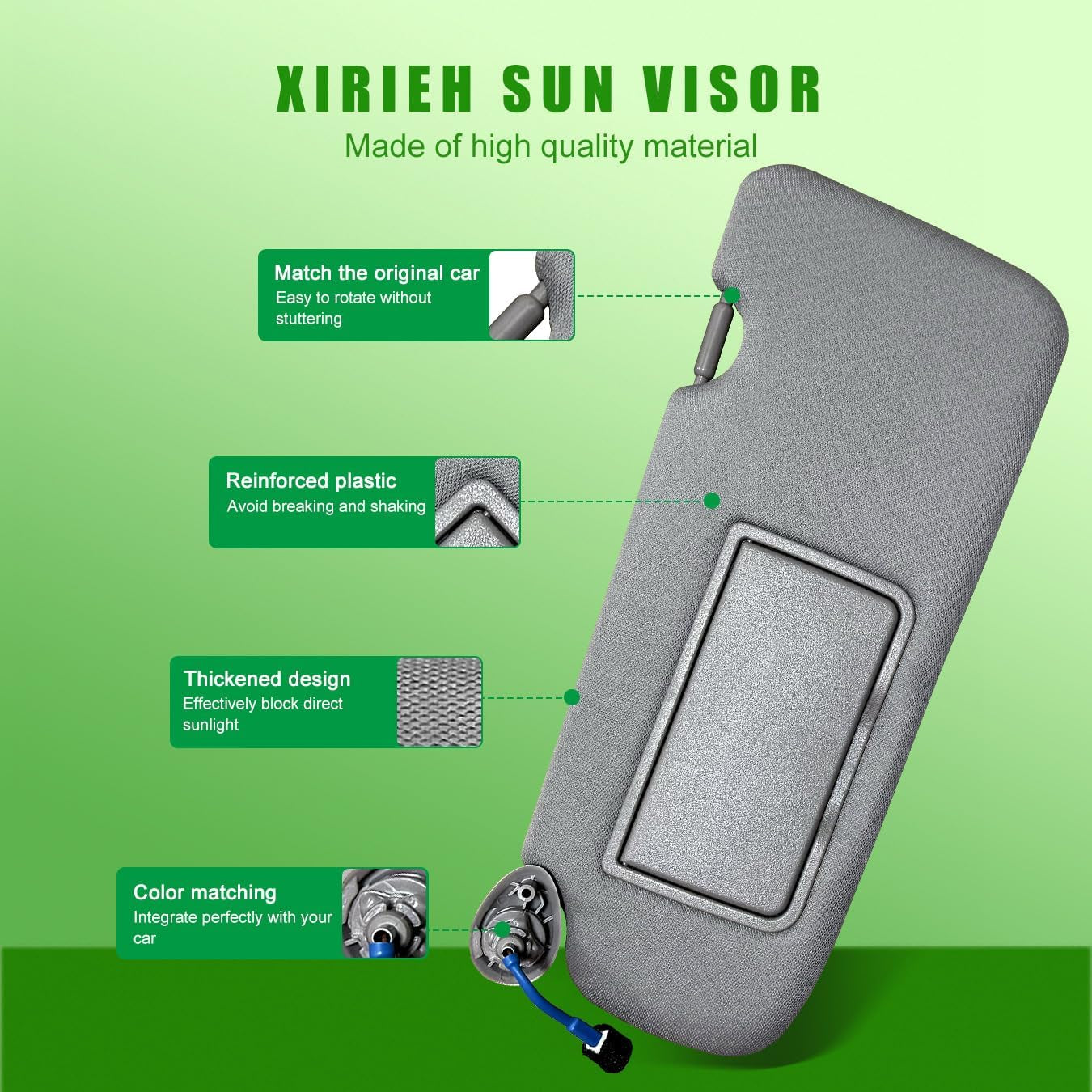 Left Driver Side Sun Visor for Honda CRV 2017 2018 2019 2020 2021 2022 Replace 83280-TLY-H11ZB with Vanity Light/With Makeup Mirror (Grey)