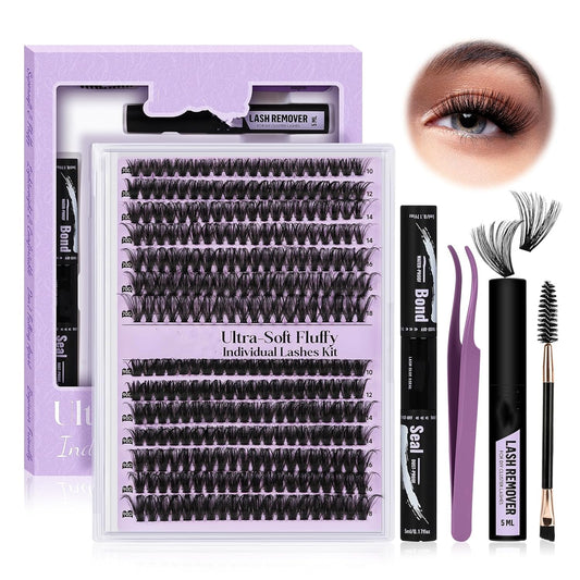 Lash Clusters Kit 280PCS Lash Clusters 70D+90D Lash Extension Kit 10-18MIX Eyelash Extension Kit Ultra - Soft Volume Individual Lashes Kit D Curl Lashes Extension Kit(70+90D-D-10-18)