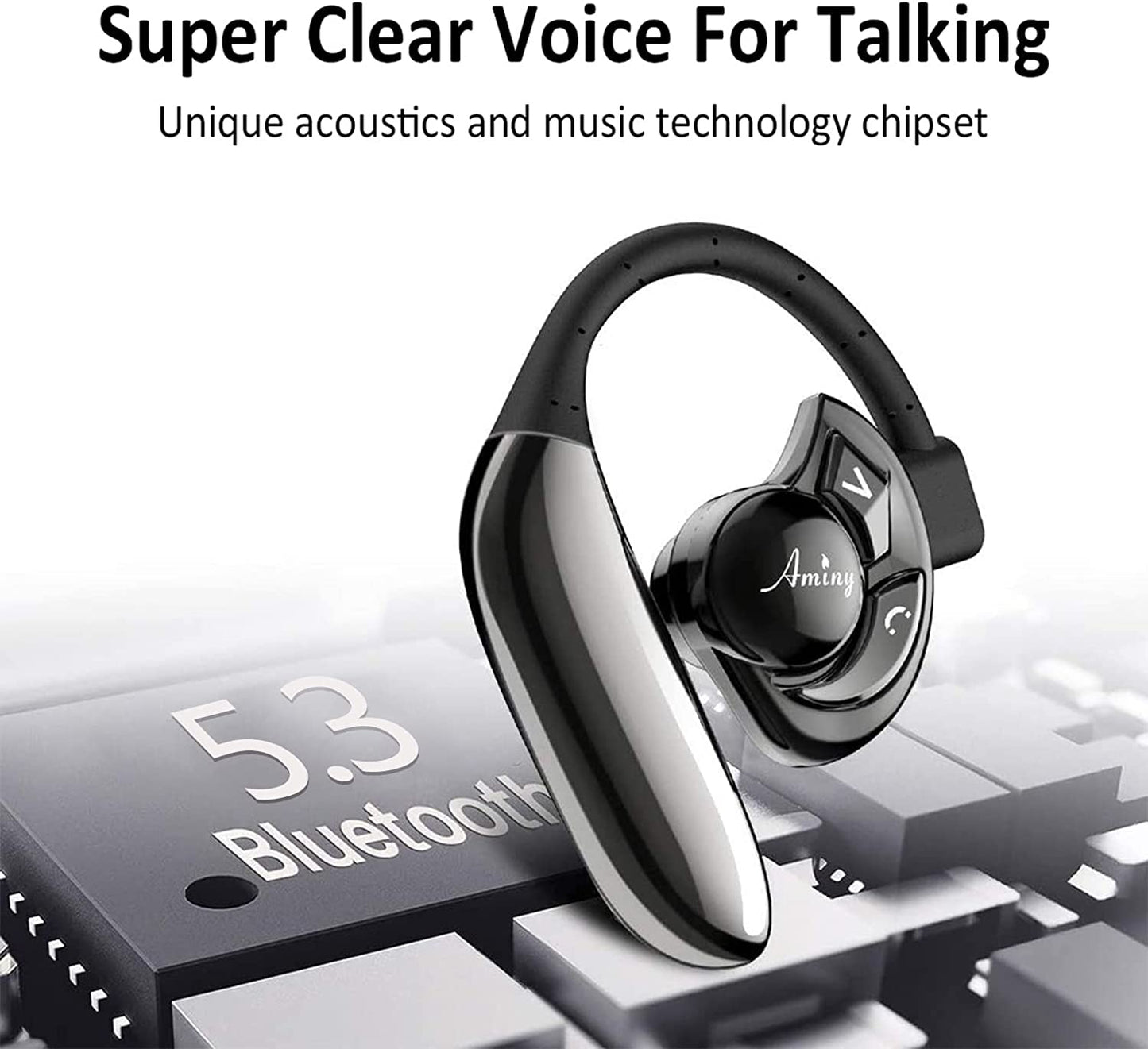 Bluetooth Headset,Wireless Bluetooth Earpiece Compatible with Iphone/Android Cell Phones,Auriculares Bluetooth Earpiece 28 Hrs Talking Time V5.3 Wireless Headset,Button Depress Version TRUCK DRIVER