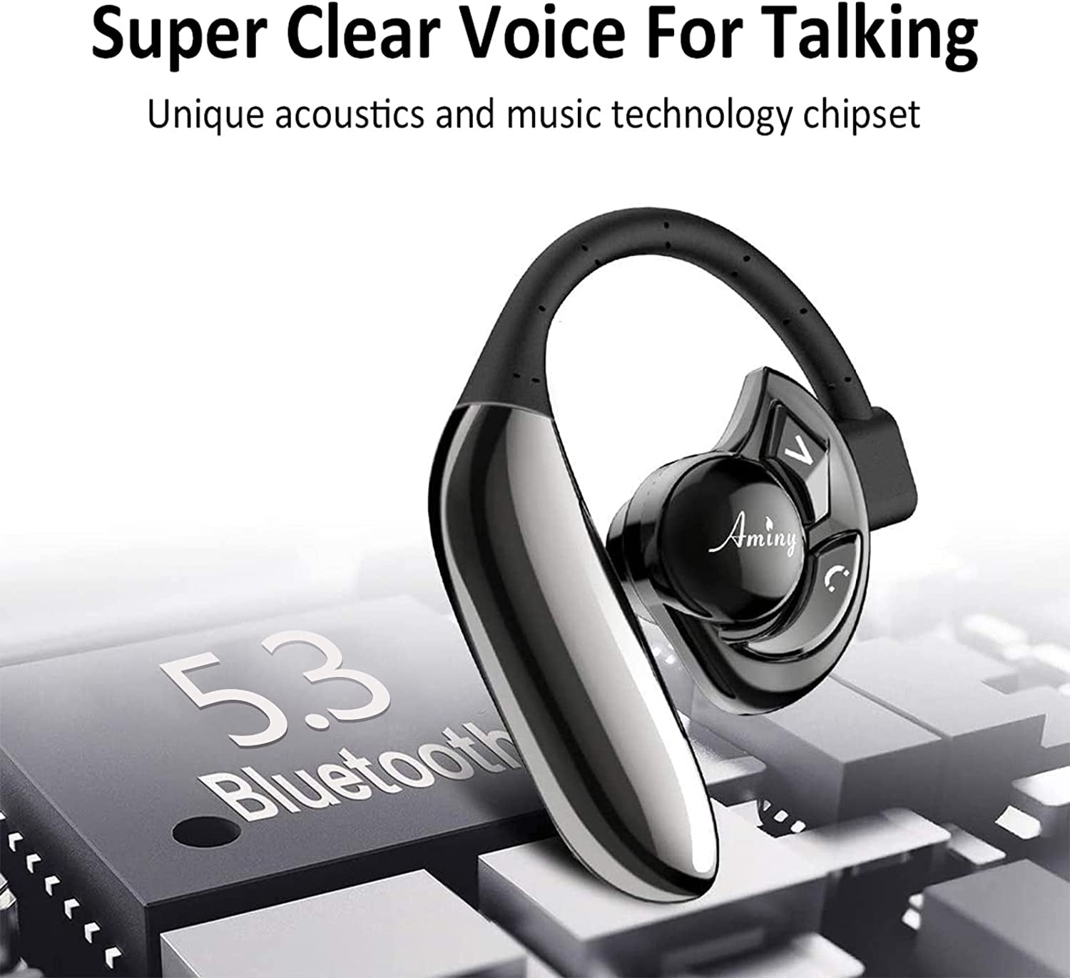 Bluetooth Headset,Wireless Bluetooth Earpiece Compatible with Iphone/Android Cell Phones,Auriculares Bluetooth Earpiece 28 Hrs Talking Time V5.3 Wireless Headset,Button Depress Version TRUCK DRIVER