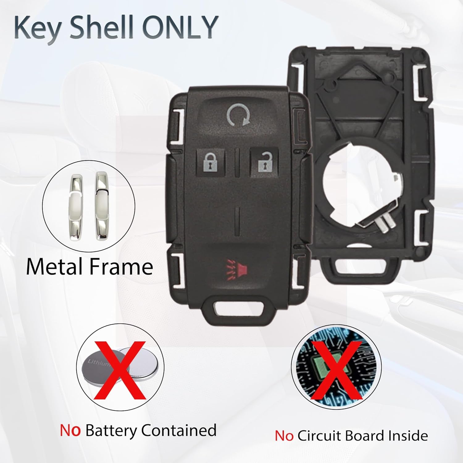Key Fob Shell Case Replacement Fits for Chevy Silverado Colorado GMC Canyon Sierra 2014 2015 2016 2017 2018 2019 2020 2021 Keyless Entry Remote Control 4 Button Pad Outer Cover M3N-32337100