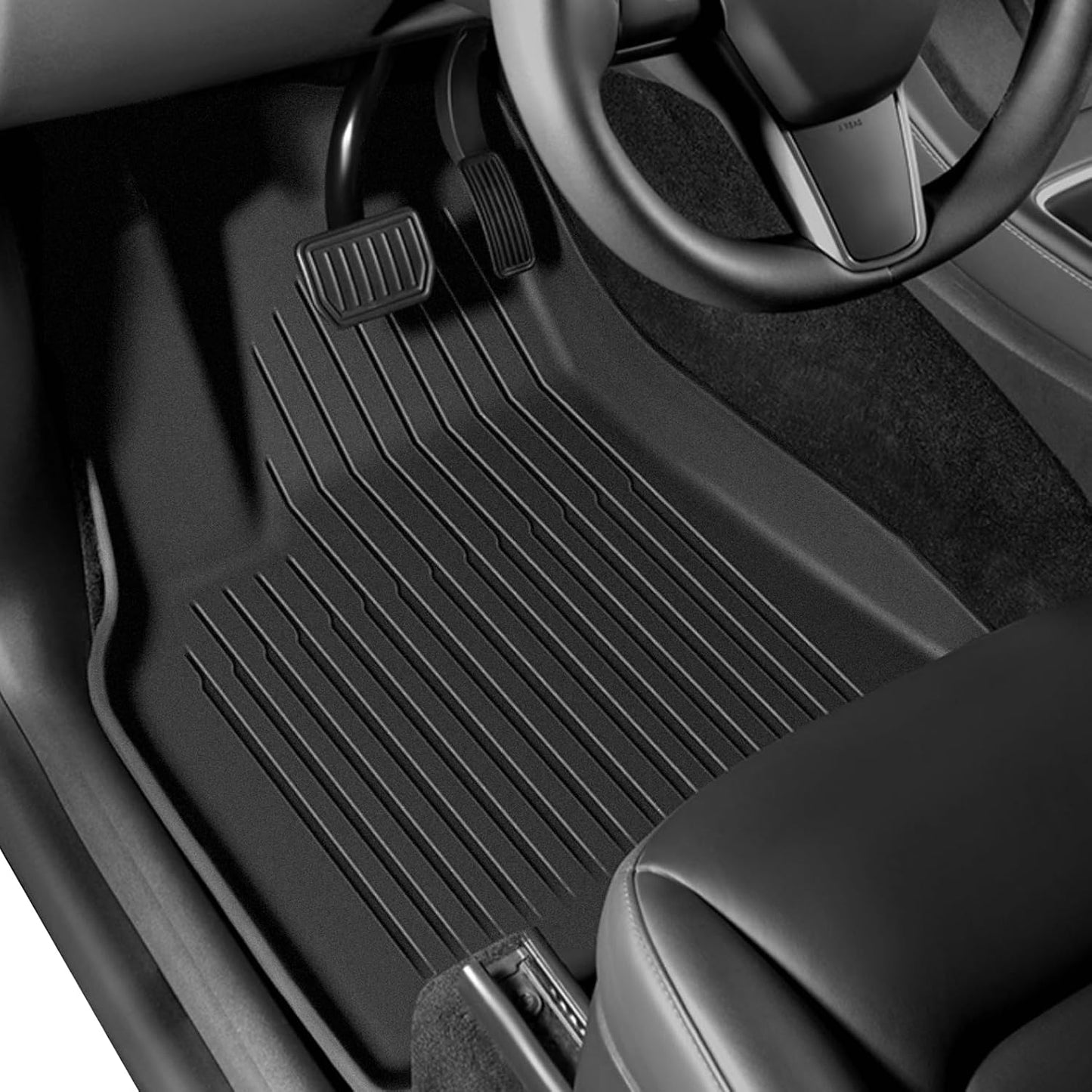 Floor Mats for Tesla Model Y 2021-2024 2025-All Weather TPE Eco Floor Mat-Waterproof Non-Slip Cargo Liner Trunk Accessories(Not FIT 7-Seat)