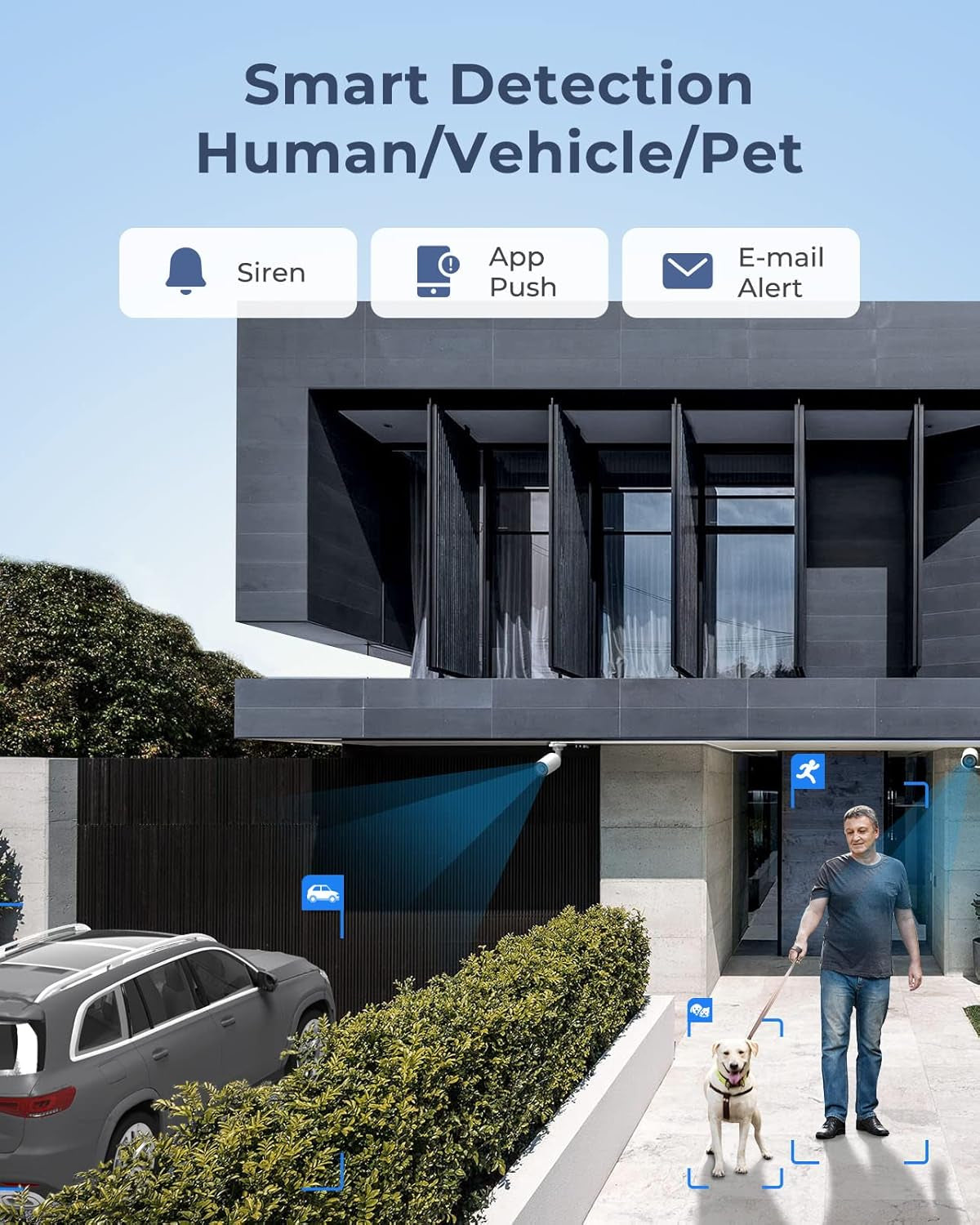 12MP Security Camera System Commercial, 8Pcs H.265 12MP Poe Security Cameras Outdoor, Person Vehicle Pet Detection, Spotlight Color Night Vision, 16CH NVR 4TB HDD, RLK16-1200B8-A TRUCK DRIVER