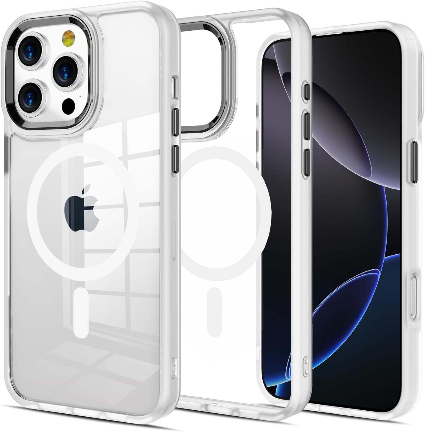 2025 New Magnetic for Iphone 16E Case,Compatible with Magsafe,Military Grade Drop Tested, Shockproof Matte Translucent Hard Back Slim Protective Case.Black Magnetic Circle.
