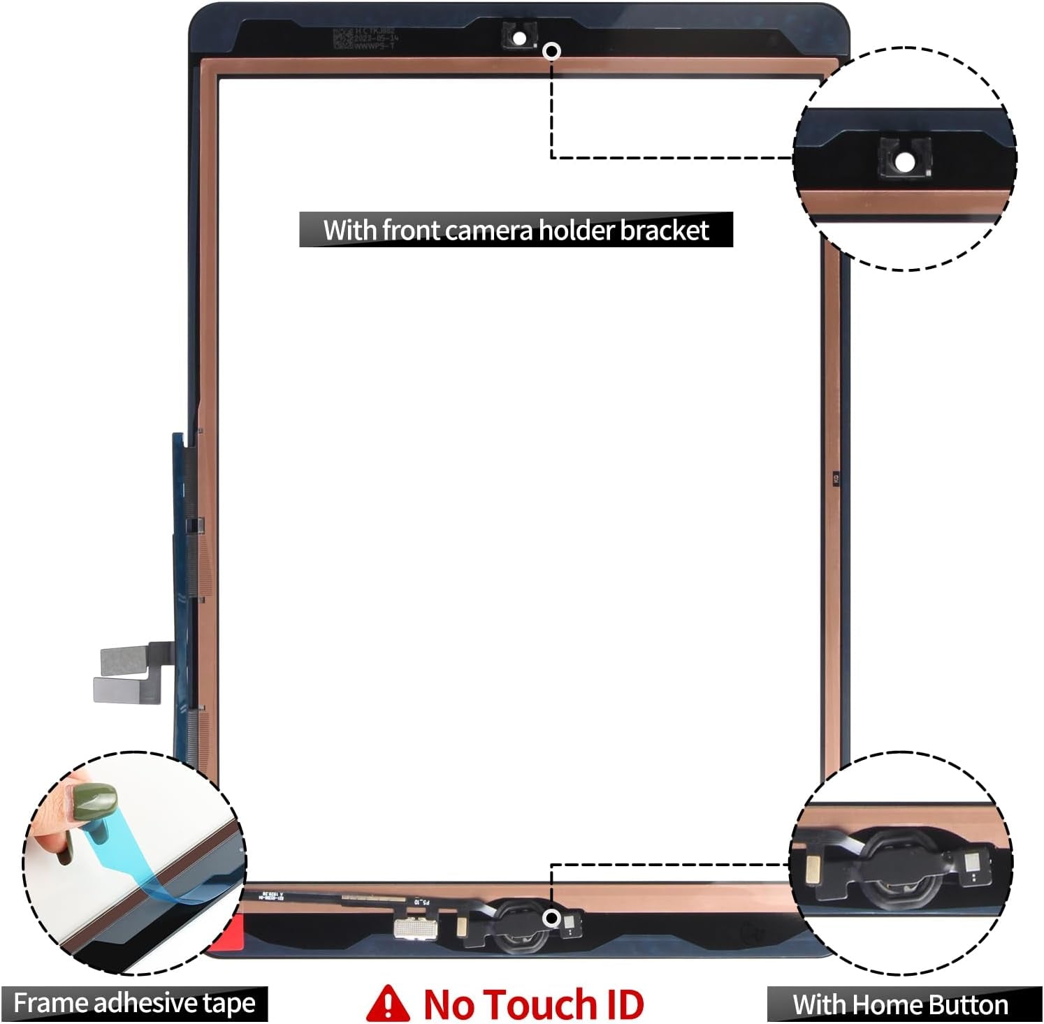 For Ipad 10.2 2021 Screen Replacement for Ipad 9 9Th Gen 2021 Repair Kits for Ipad 10.2" 9Th Touch Screen Digitizer Replacement A2602 A2603 A2604 A2605 with Home Button Black(Without LCD)