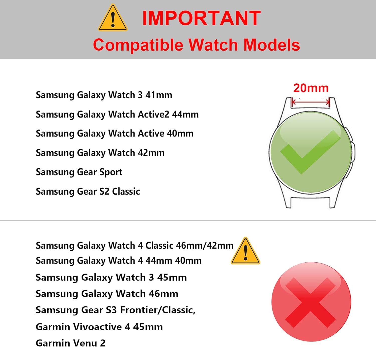 Galaxy Watch 3 41Mm Bands Silicone, Samsung Galaxy Watch Active 2 44Mm Bands Sport for Men Women, 20Mm Replacement Watch Strap for Samsung Gear Sport/Galaxy Watch Active 40Mm-Black