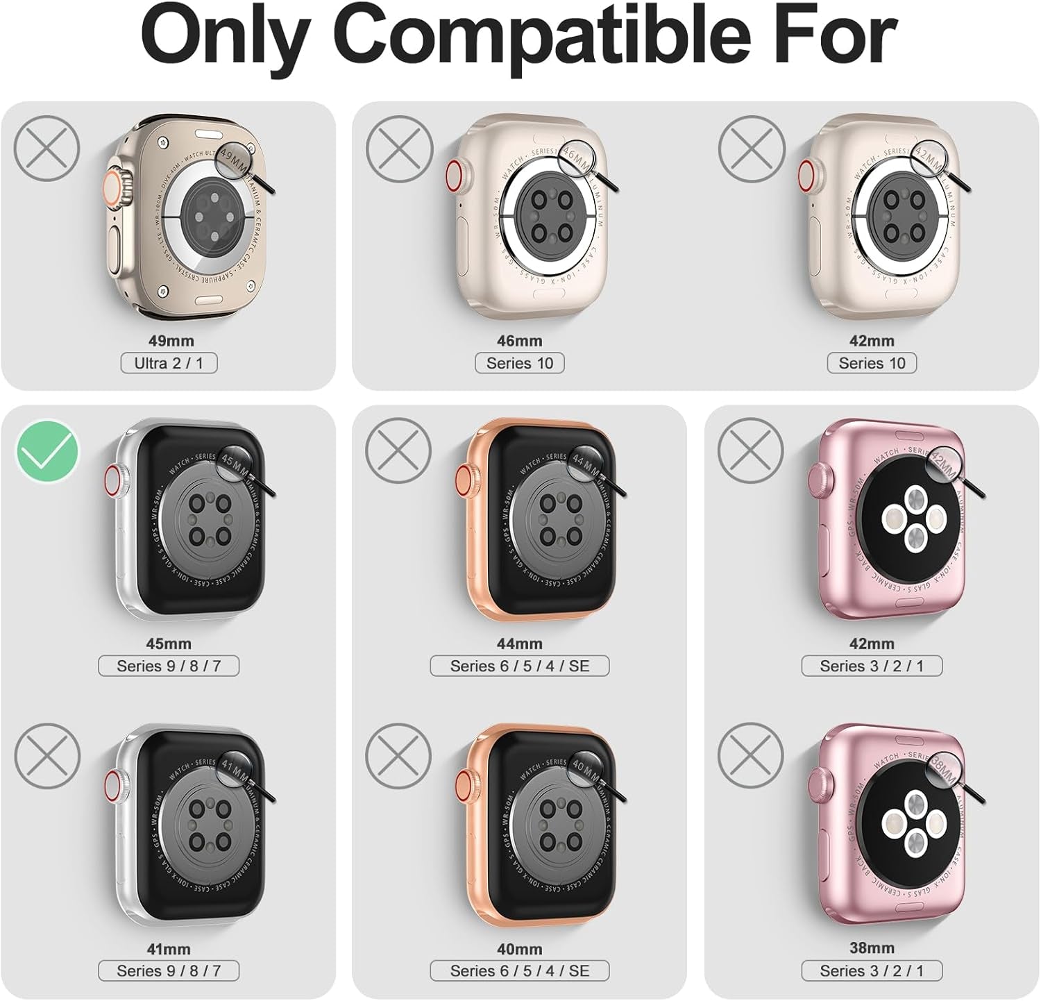 Compatible for Apple Watch Bands 45Mm with Bumper, Bling Glitter Women Silicone Soft Comfortable Strap for Iwatch SE Ultra Series 10 9 8 7 6 5 4 3 2 1