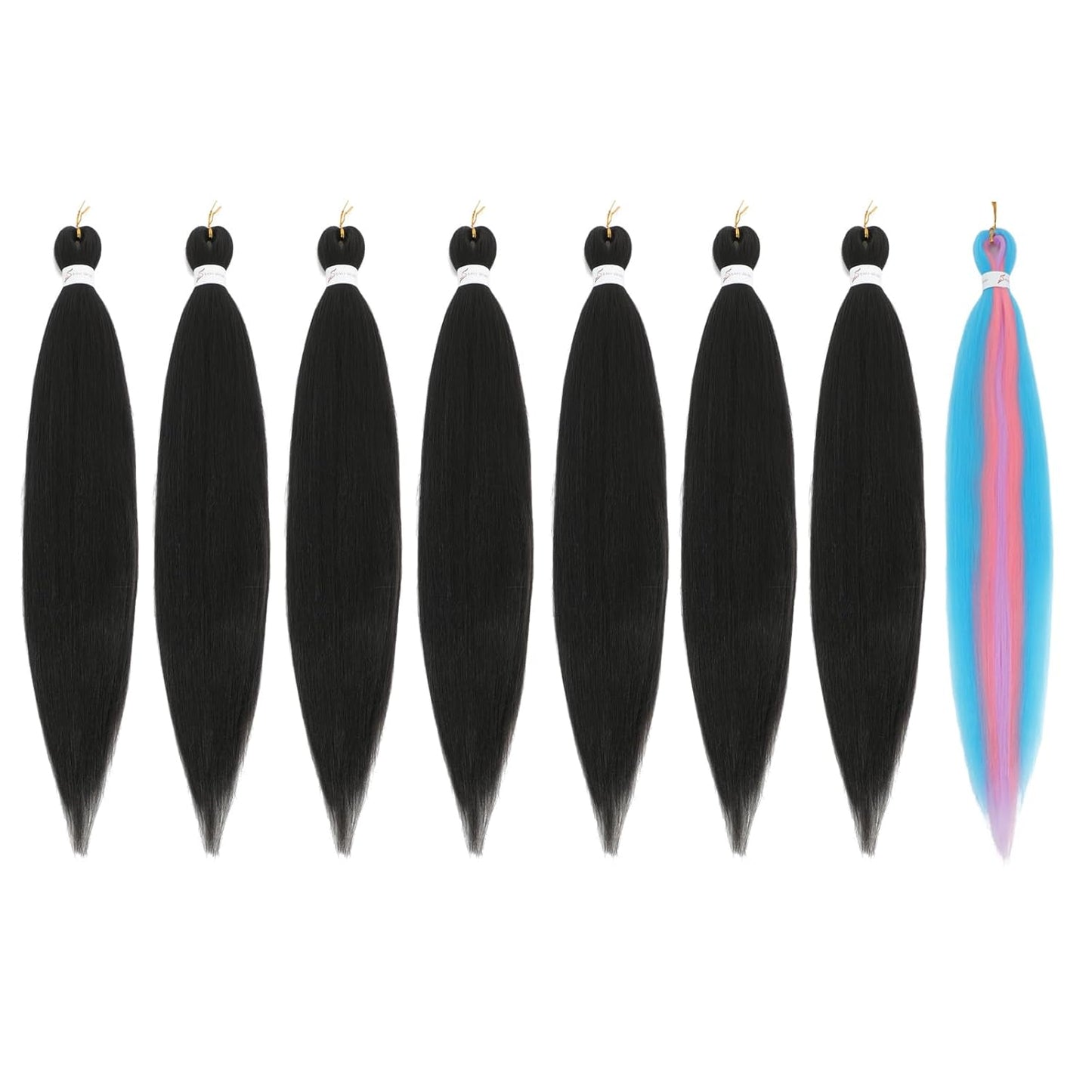 Braiding Hair Pre Stretched - 26 Inch Pre Stretched Braiding Hair 8 Packs Ombre Braiding Hair for Black Women (1B+Lavender Purple/Sky Blue/Pink)