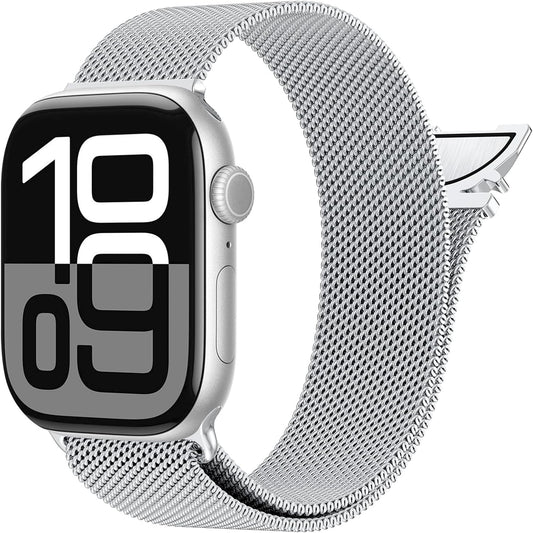 Milanese Mesh Loop Compatible with Apple Watch Band 40Mm 41Mm 38Mm 42Mm Series 10 9 8 7 SE 6 5 4 3 2 1 Men & Women, Stainless Steel Wider Metal Strap with Magnetic Clasp for Iwatch Bands