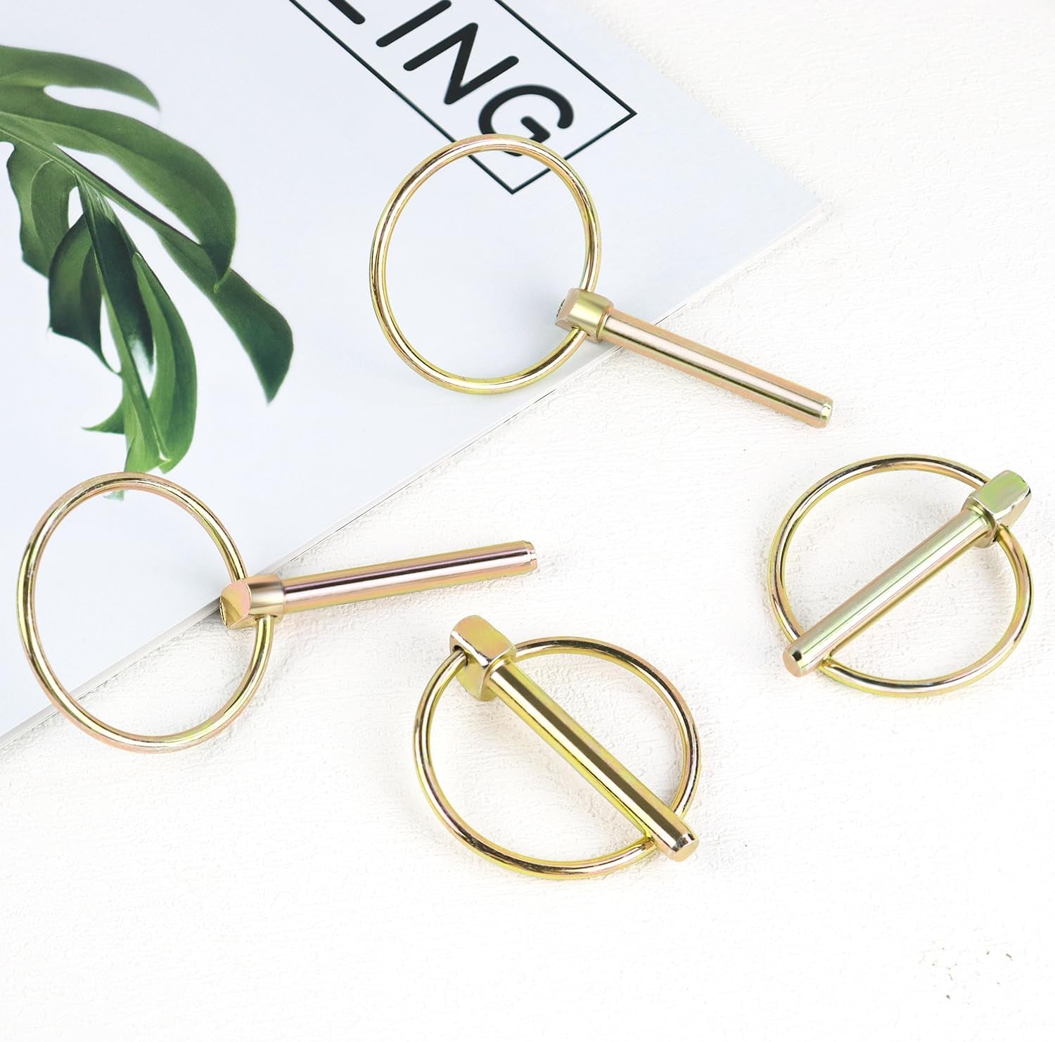 4 PCS Lynch Pin Heavy Duty Lynch Pin with Ring for Trucks, Tractors, Trolleys, Lawn Mowers, & Trailers (1/4 Inch / 6 Mm X 1-3/4 Inch / 45 Mm)