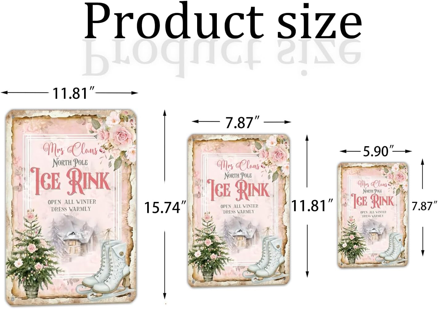 Mrs Ice Rink Sign - Christmas Sign - Figure Skating - Shabby Chic Metal Sign Tag 8X12 Inch Gift Plaque