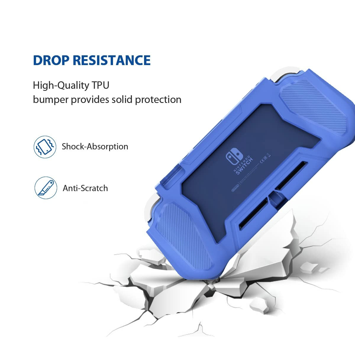 Switch Lite Case Protective Case for Nintendo Switch Lite, Case Compatible with Nintendo Switch Lite Hand Grip Case with Detachable Tpu+Built-In PC Screen Protector & 2 X Thumb Grip Caps (Navy Blue)
