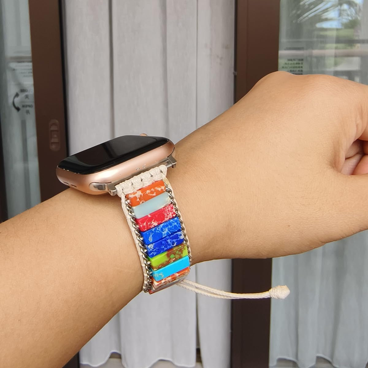 Beaded Boho Watch Band Compatible with Apple Watch Bands 38Mm 40Mm 41Mm 42Mm 49Mm 45Mm Handmade Natural Stones Multilayer Pearl Jewelry Adjustable Braided Bracelet Strap for Iwatch Series Ultra 8 7 6 5 4 SE